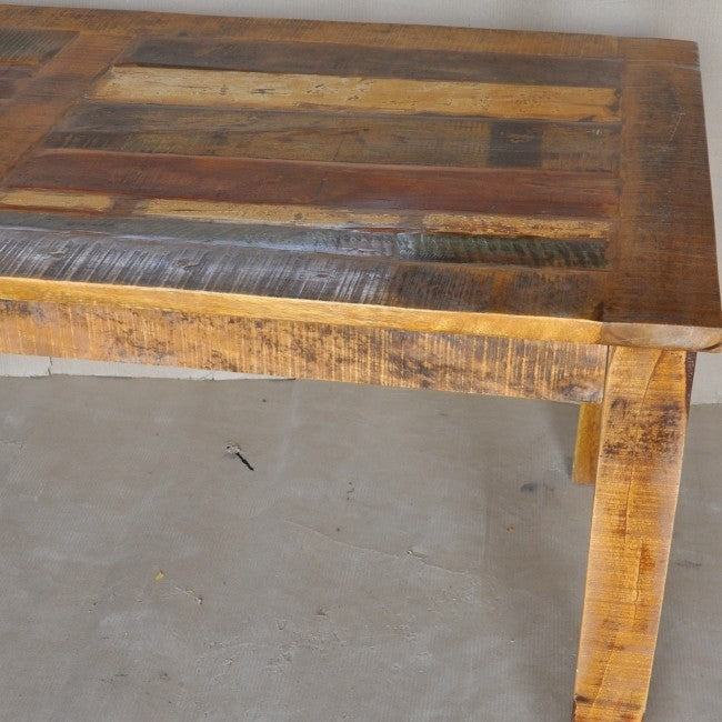 Reclaimed Mango Wood Rectangle Dining Table - 6 to 8 Seater, Honey Finish, 180cm - Perfect for Farmhouse, Rustic & Modern Dining Rooms