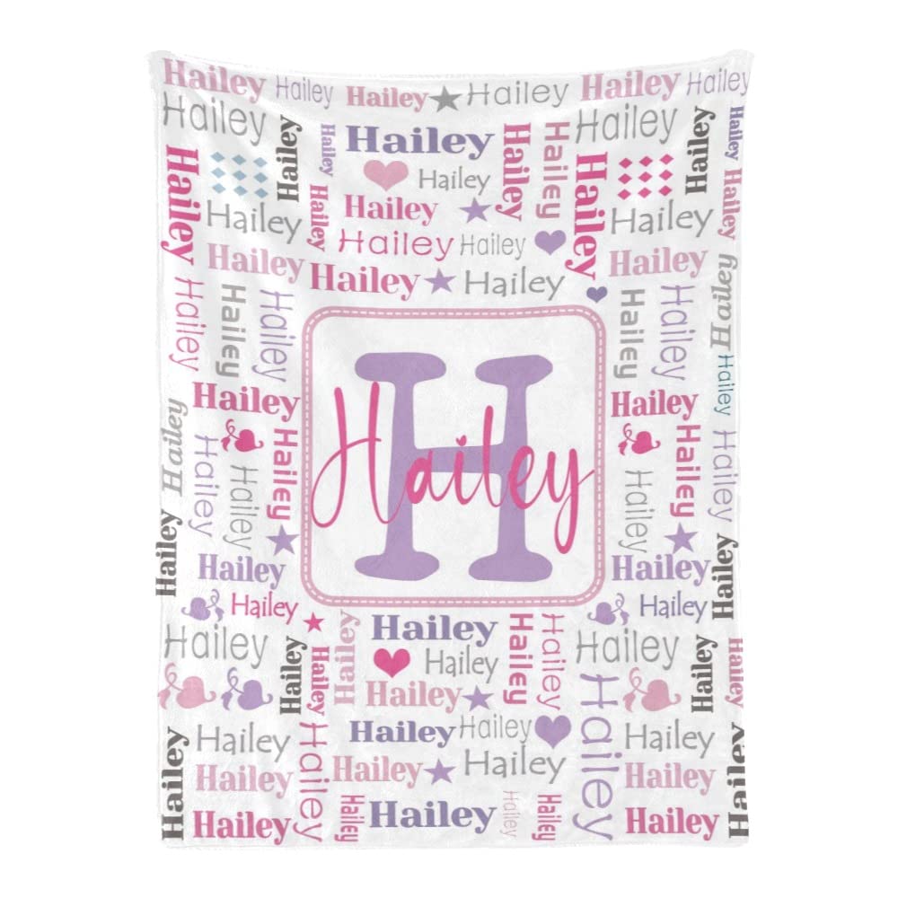 Personalized Baby Blankets with Name - Custom Monogram Baby Blanket for Boys & Girls | Soft Flannel Receiving Blanket | Perfect Baby Shower Gift & Nursery Essential