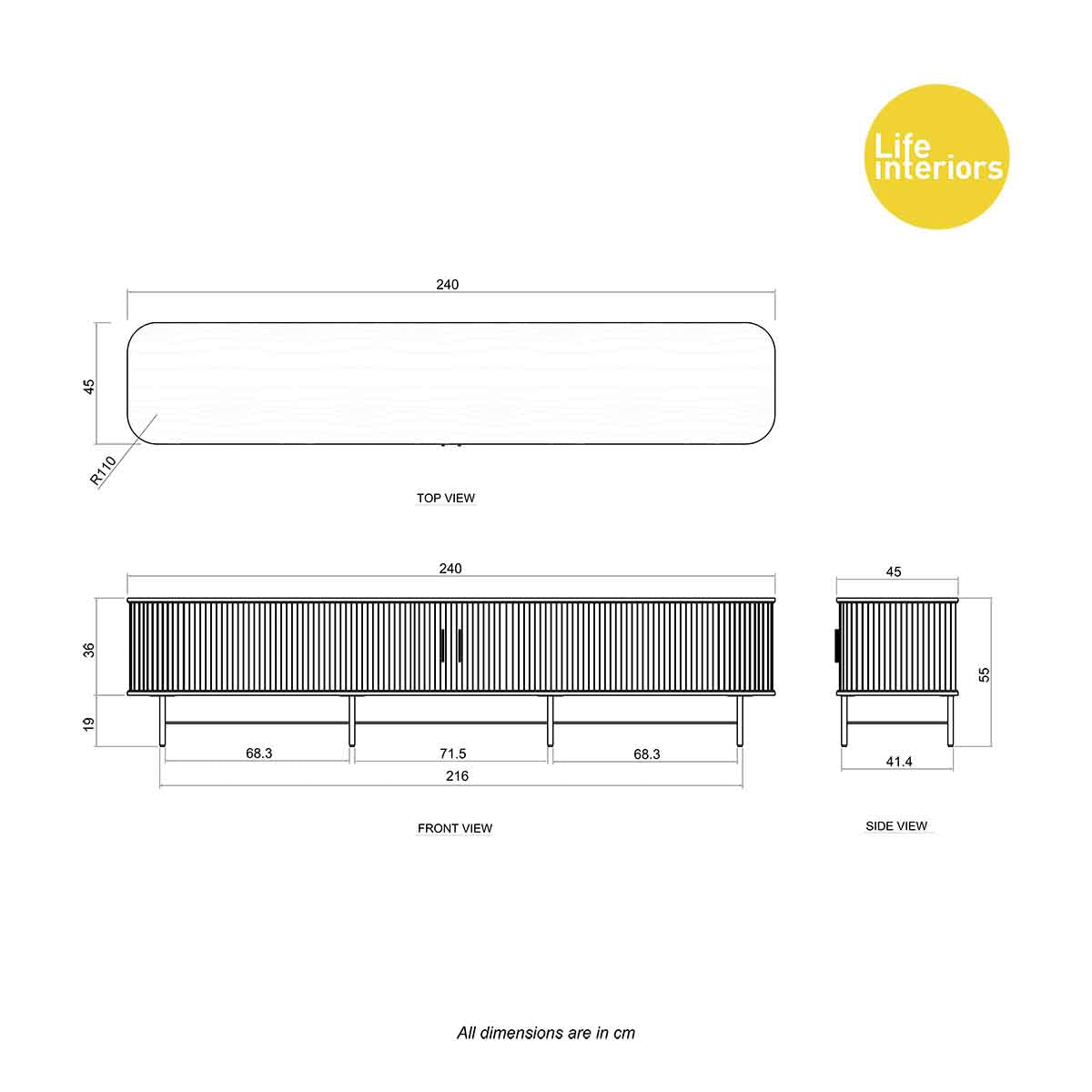 Ipanema Extra Large TV Stand - Modern Entertainment Center for Living Room, Bedroom & Home Theater - Sturdy TV Cabinet with Ample Storage Space