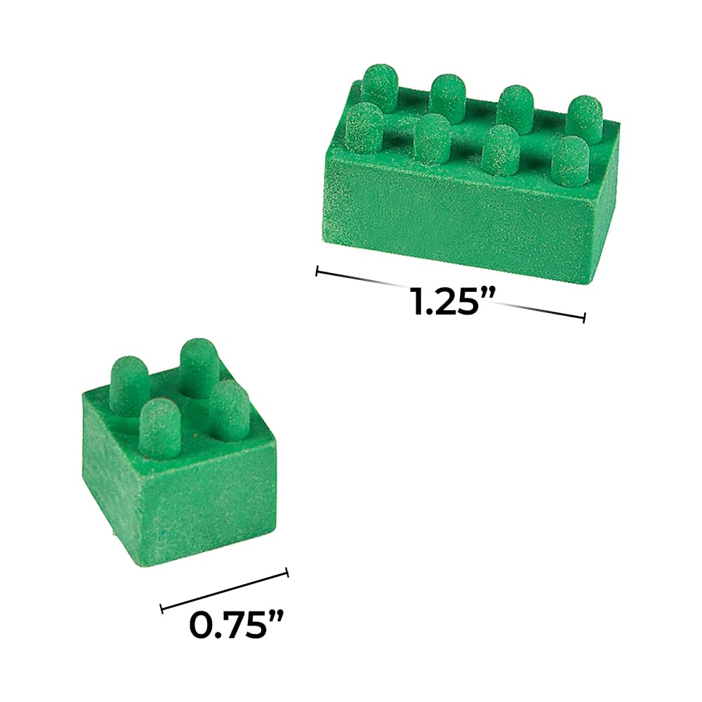TOY BRICK ERASERS - 24-Piece Fun Shaped Pencil Erasers for Kids - Perfect for School, Office & Art Projects