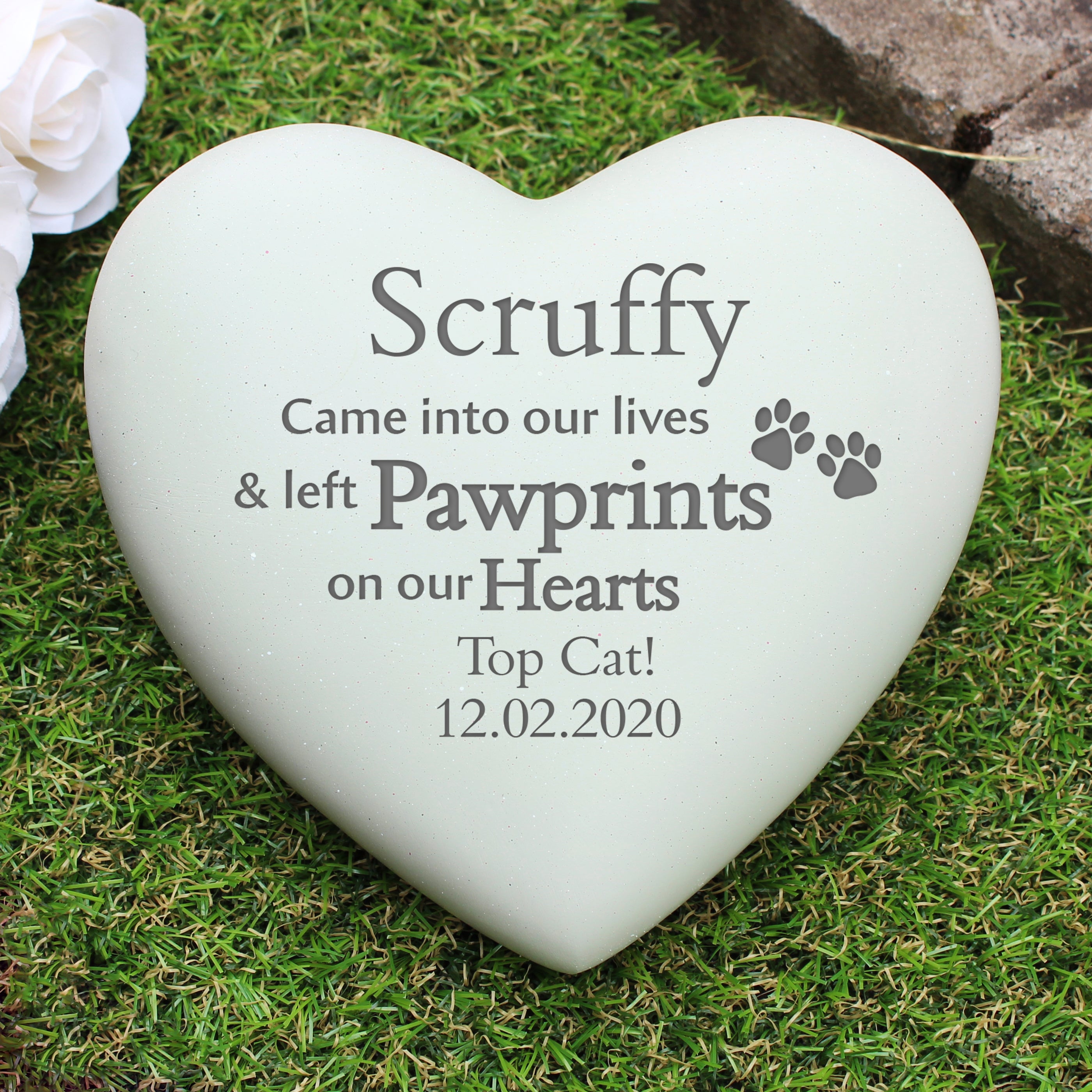 Custom Engraved Pet Paw Print Heart Memorial Keepsake - Personalized Pet Loss Gift for Dog, Cat, or Animal Lover - Perfect for Pet Memorial, Ashes Urn, or Sympathy Gift
