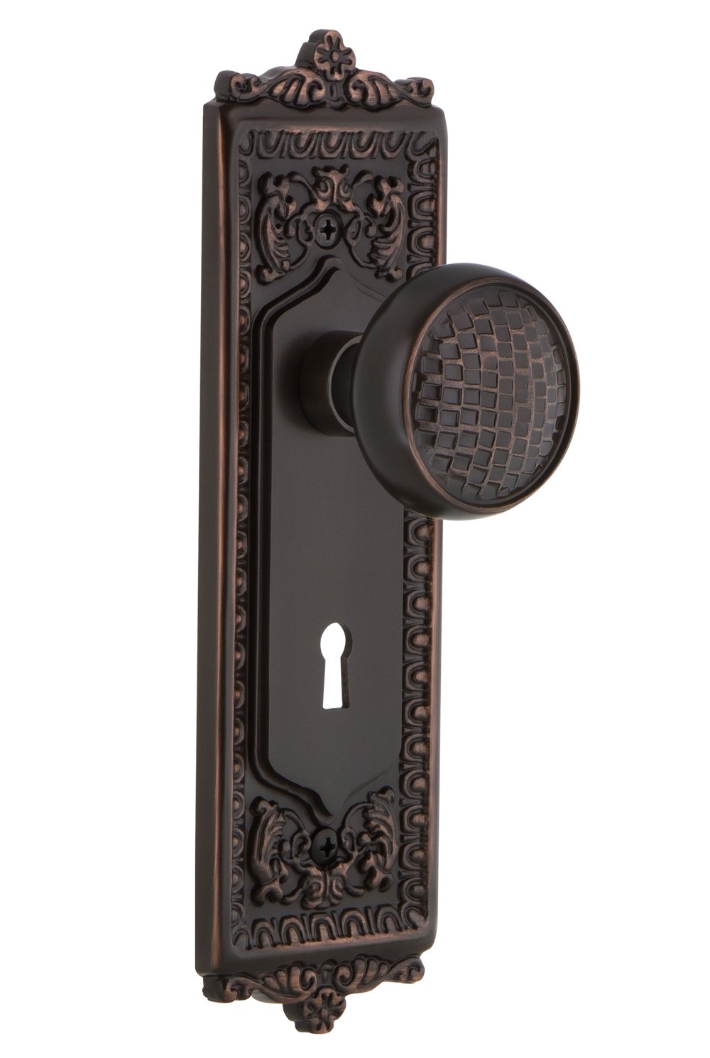 Vintage Egg & Dart Design Craftsman Door Knob with Keyhole - Timeless Bronze Finish for Classic Home Decor | Perfect for Victorian, Craftsman & Traditional Style Houses