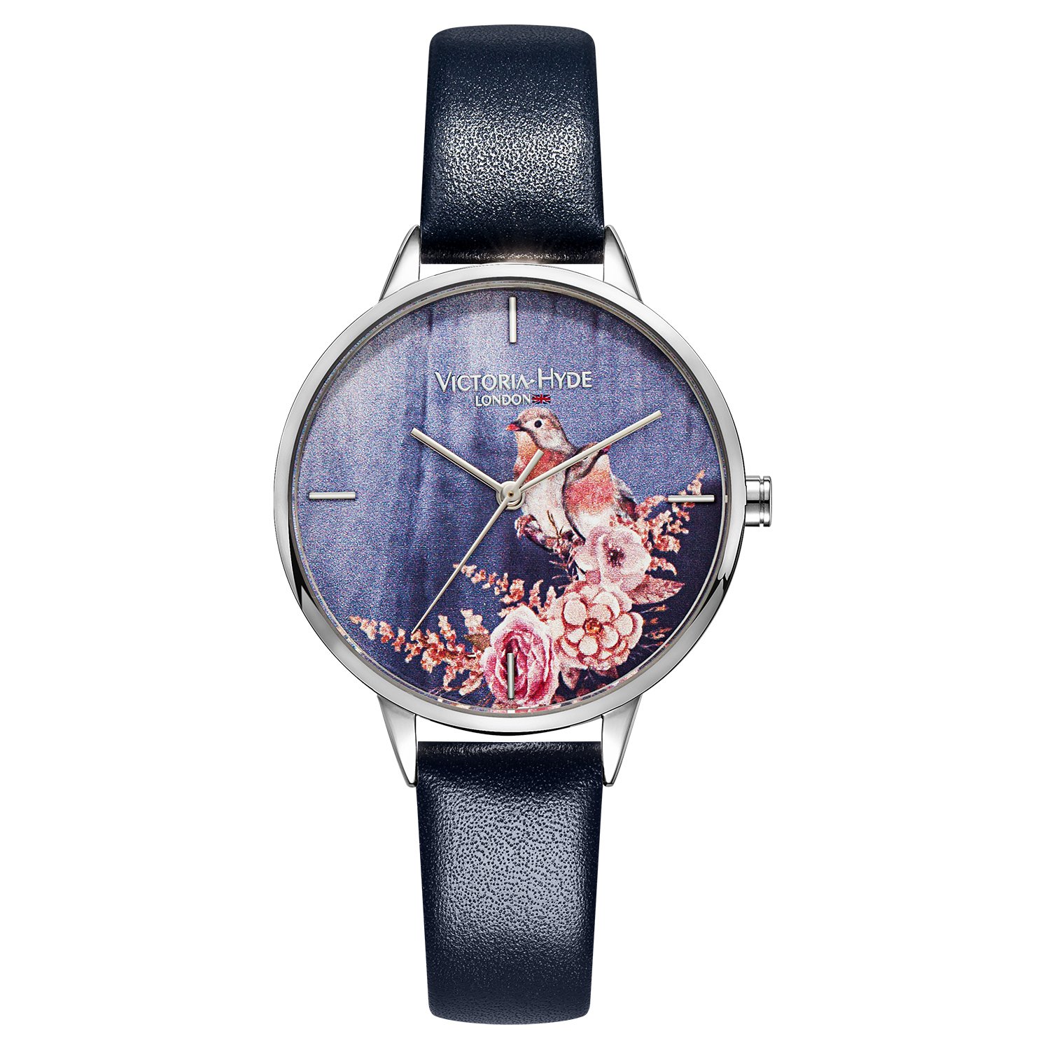 VICTORIA HYDE Women's Floral Dial Quartz Watch with Stainless Steel Mesh Band & Genuine Leather Strap - Waterproof Ladies Wristwatch for Everyday Wear, Office & Special Occasions