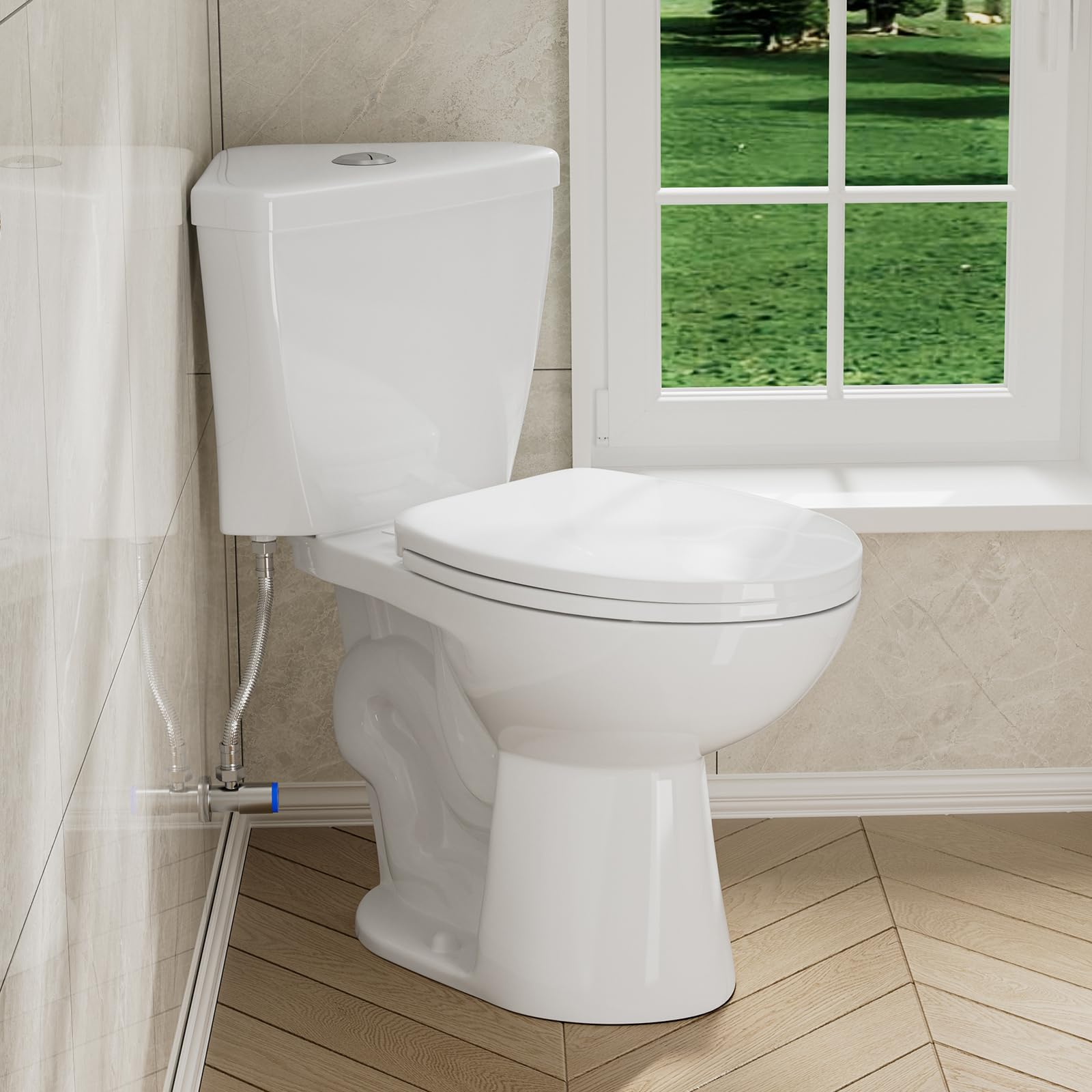 SUPERFLO Elongated Corner Toilet - Compact 17.2