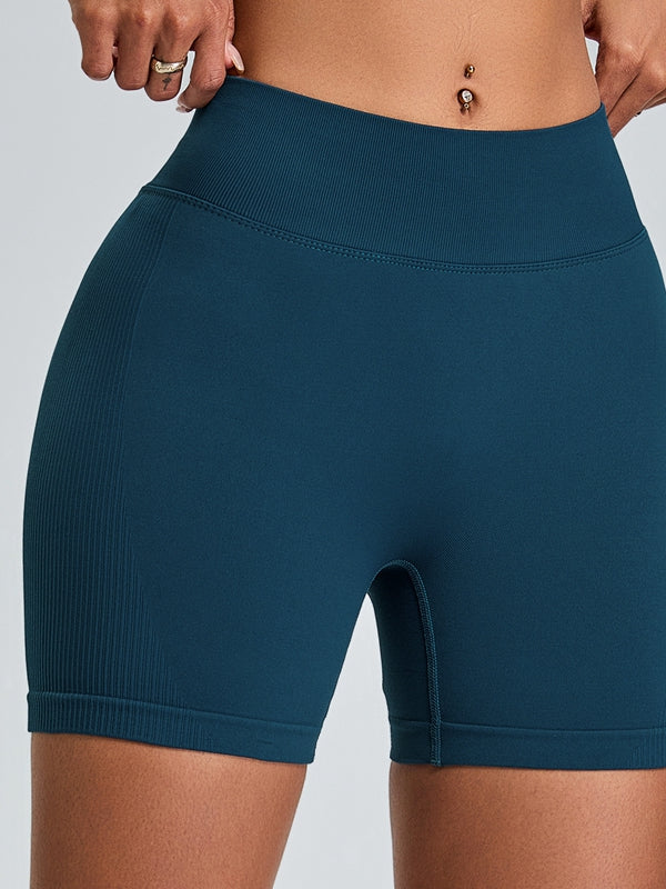 ZASUWA Women's High Waisted Ribbed Scrunch Bum Seamless Workout Shorts - Yoga, Running, Gym & Lounge Wear