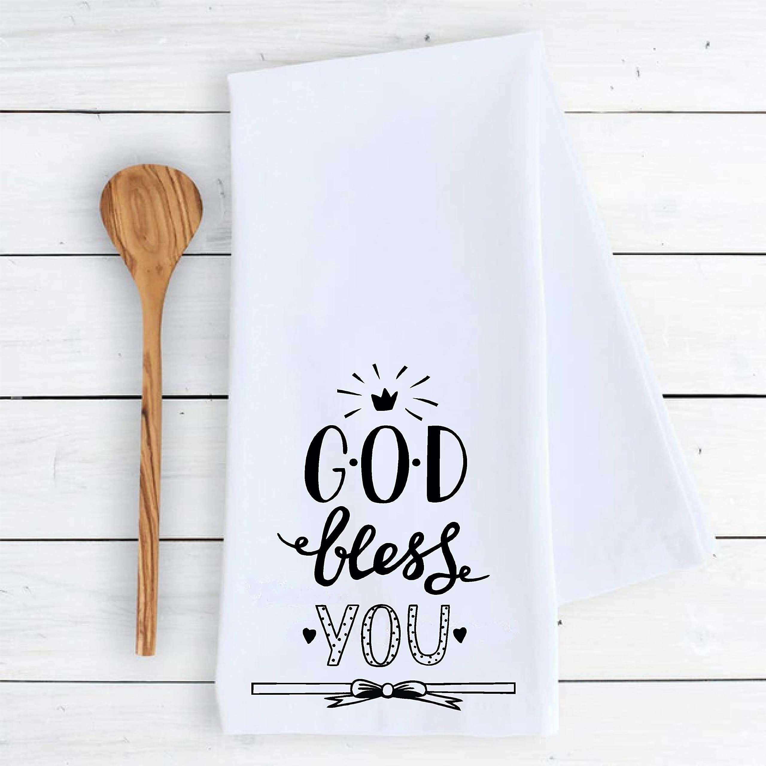 Funny 'God Bless You' Kitchen Dish Towel - 100% Cotton Cute Drying Cloth for Kitchen Decor - Perfect for Washing Dishes, Drying Hands & Adding Humor to Your Home