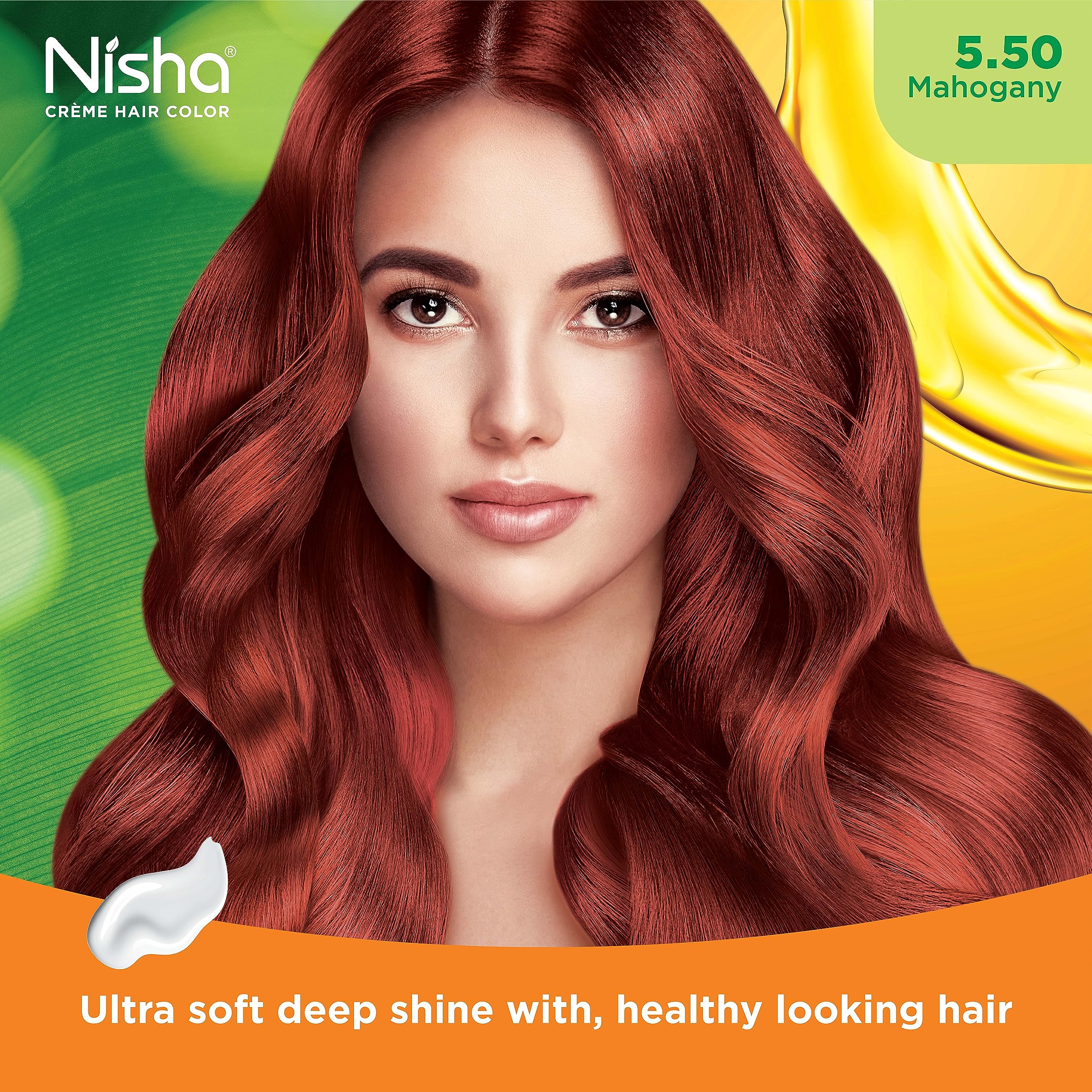 Nisha Creme Hair Color Mahogany - Permanent Ammonia-Free Hair Dye for Women & Men | Ultra Soft Deep Shine with 100% Gray Coverage | 5.50 Mahogany Shade (120g x 3 Pack) - Perfect for At-Home Salon Quality Hair Coloring & Touch-Ups