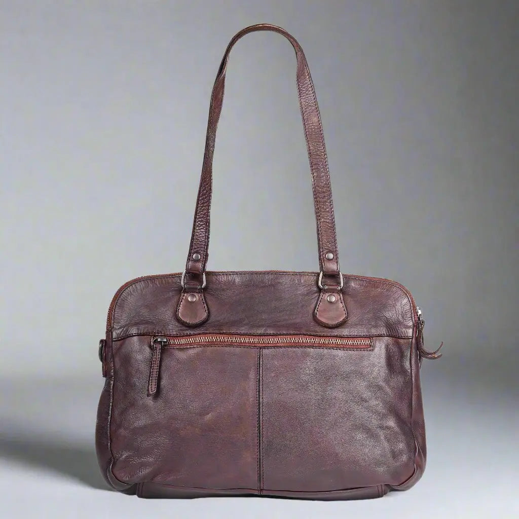 Premium MET Leather Handbag for Women - Dual Handle Shoulder Bag with Front Zipper Pockets | Stylish Work Tote, Office Bag & Everyday Purse for Professional Women