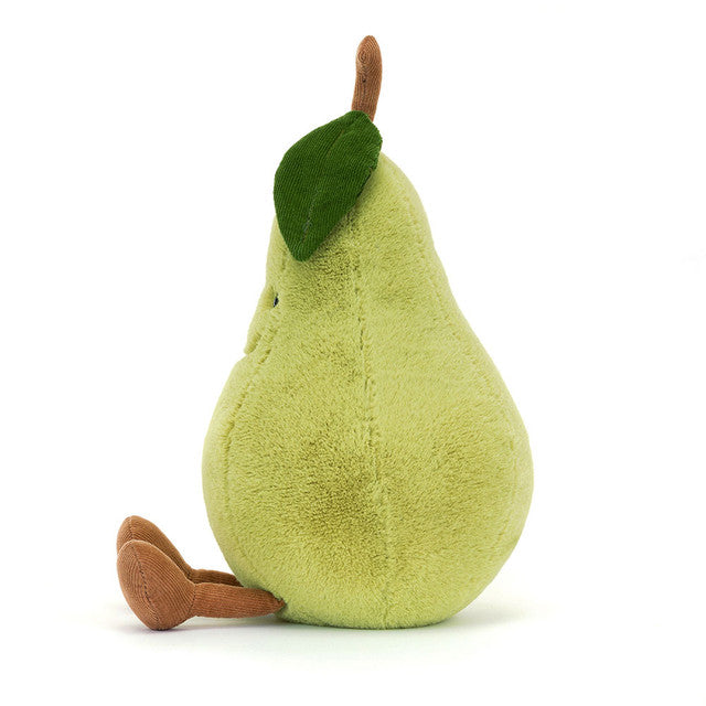 Jellycat Amuseables Pear Plush Toy - Soft & Cuddly Stuffed Fruit for Kids & Adults - Perfect for Gifts, Nursery Decor & Sensory Play