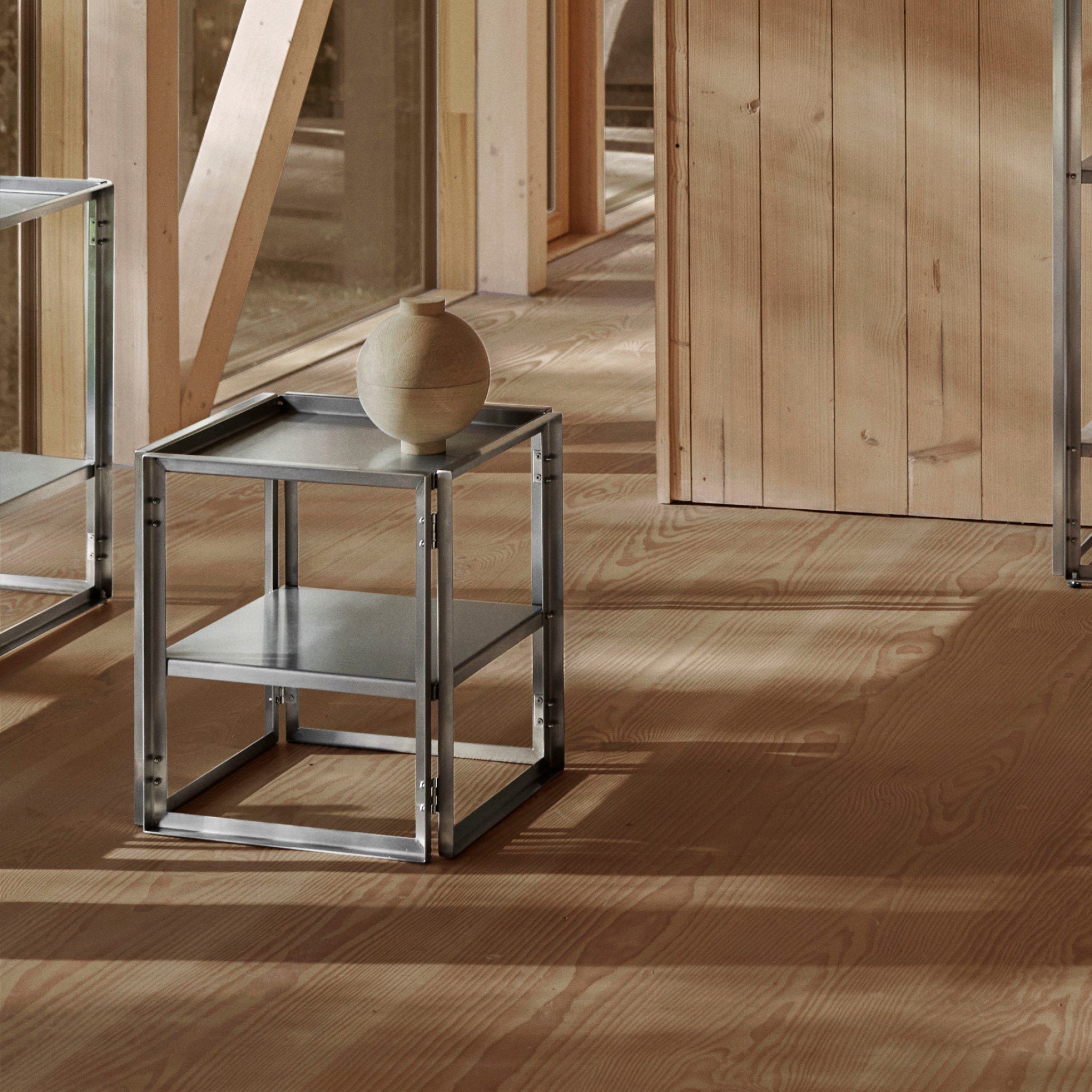 Foldable Side Table by KRISTINA DAM STUDIO - Stainless Steel Modern End Table for Living Room, Bedroom & Outdoor Use