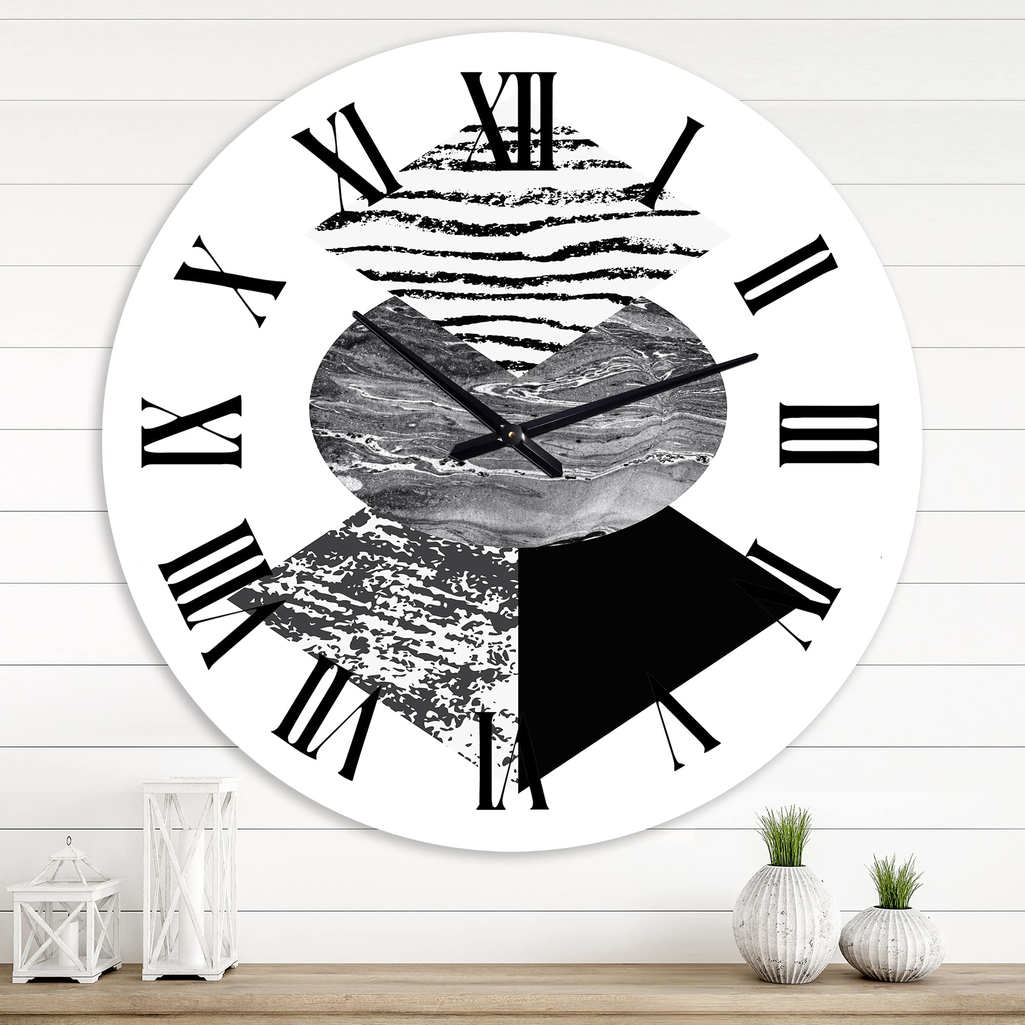 Modern Abstract Tropical Palm Leaf Geometric Wall Clock - Large Fractal Design for Living Room, Bedroom & Office Decor | Perfect for Home, Office & Gift Giving