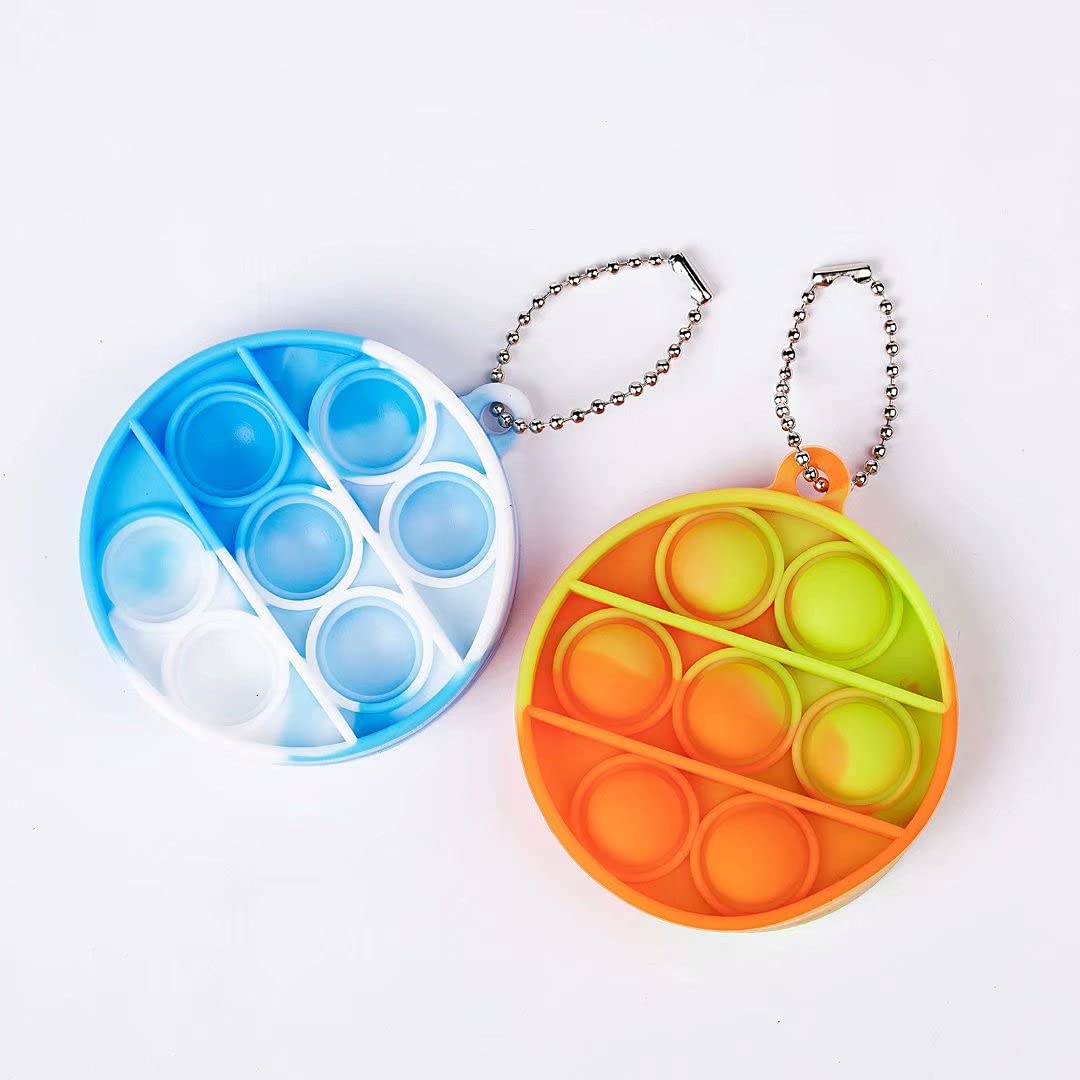 5Pcs Mini Pop Keychain Fidget Toy - Push Bubble Sensory Stress Relief Toys for Kids & Adults - Anxiety Relief, ADHD Focus Aid - Perfect for Office, School, Travel & Home Use (Round Shape, 5 Pack)