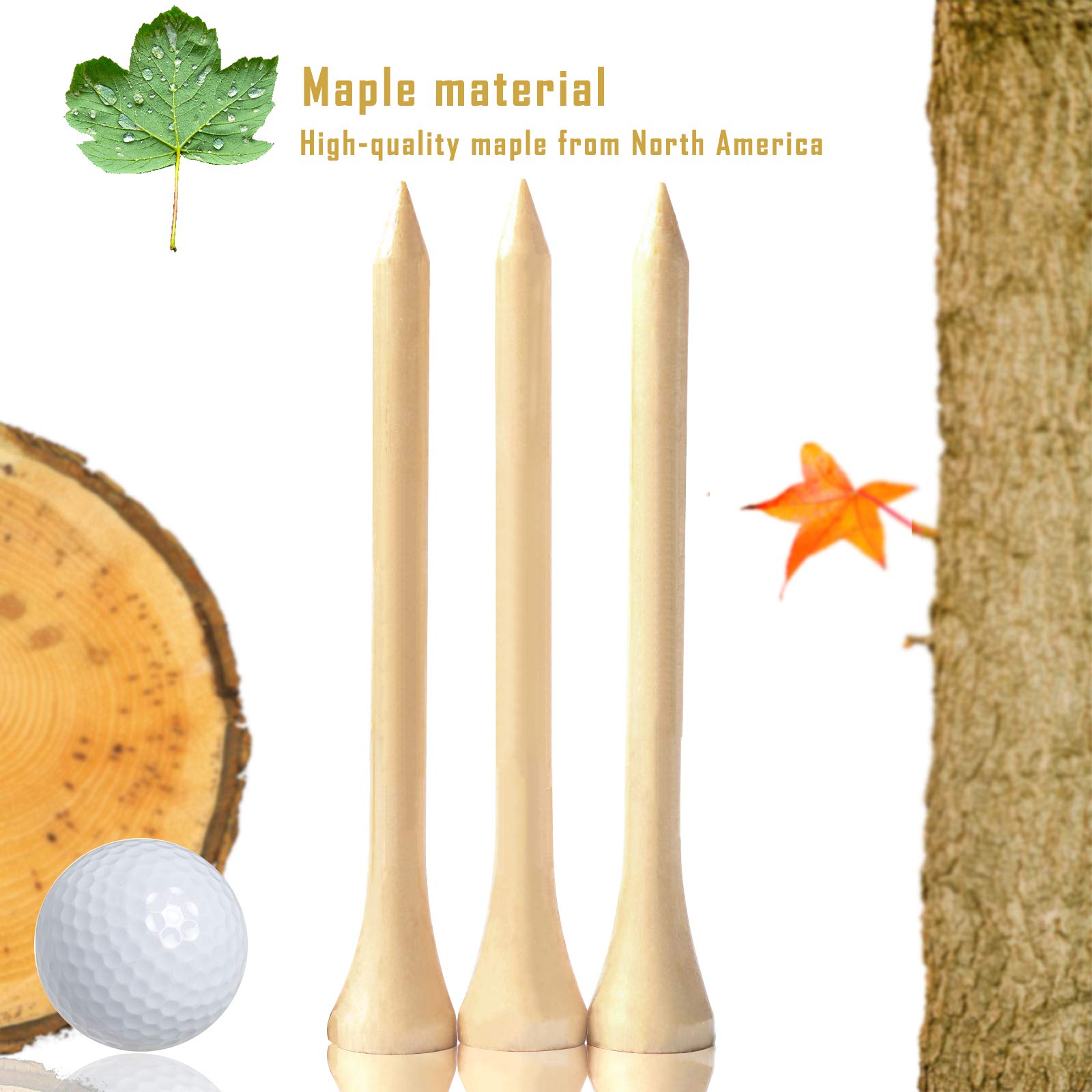 250/130/100 Pack of 2-3/4 or 3-1/4 Inch Professional Bamboo Golf Tees - Durable Eco-Friendly Golf Accessories for Driving Range & Course Play - Stronger Than Wood Tees with Low Friction & Biodegradable Design