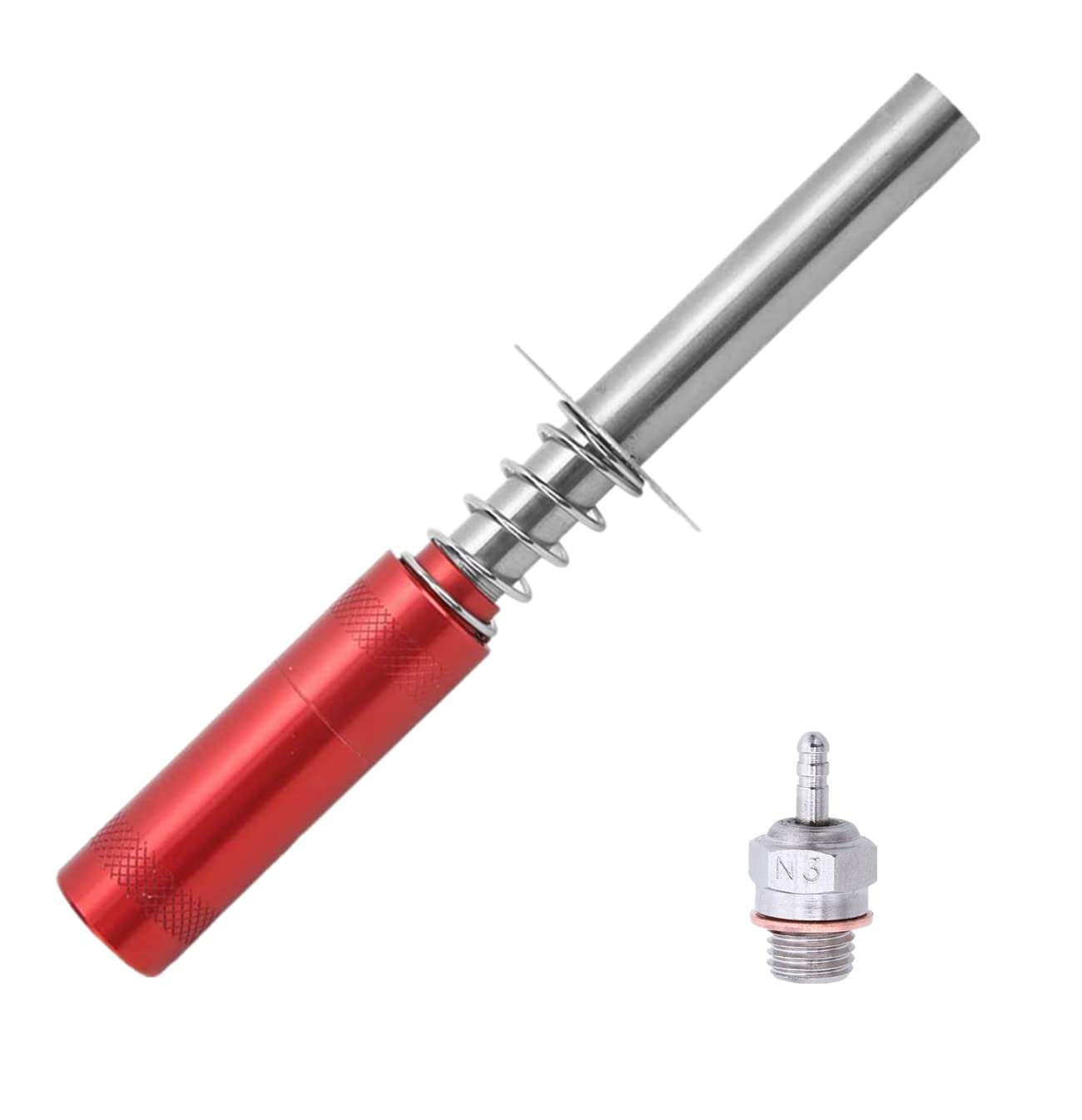 High-Performance Glow Plug Igniter & N3 Hot Spark Glow Plugs - AA Battery Powered Nitro Engine Starter Kit for 1/10 RC Cars, Buggy Trucks & Model Airplanes (Red) | Ideal for Racing, Off-Roading & RC Hobby Enthusiasts