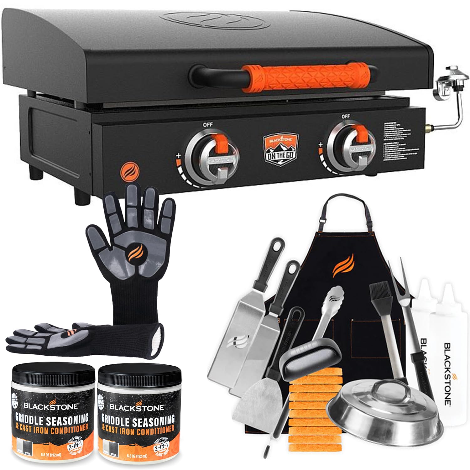 22 Inch Blackstone Griddle with Lid - Nonstick Tabletop Gas Griddle for Outdoor Cooking - Includes Blackstone Accessories, Seasoning & Gloves - Perfect for Camping, Tailgating & Backyard BBQs