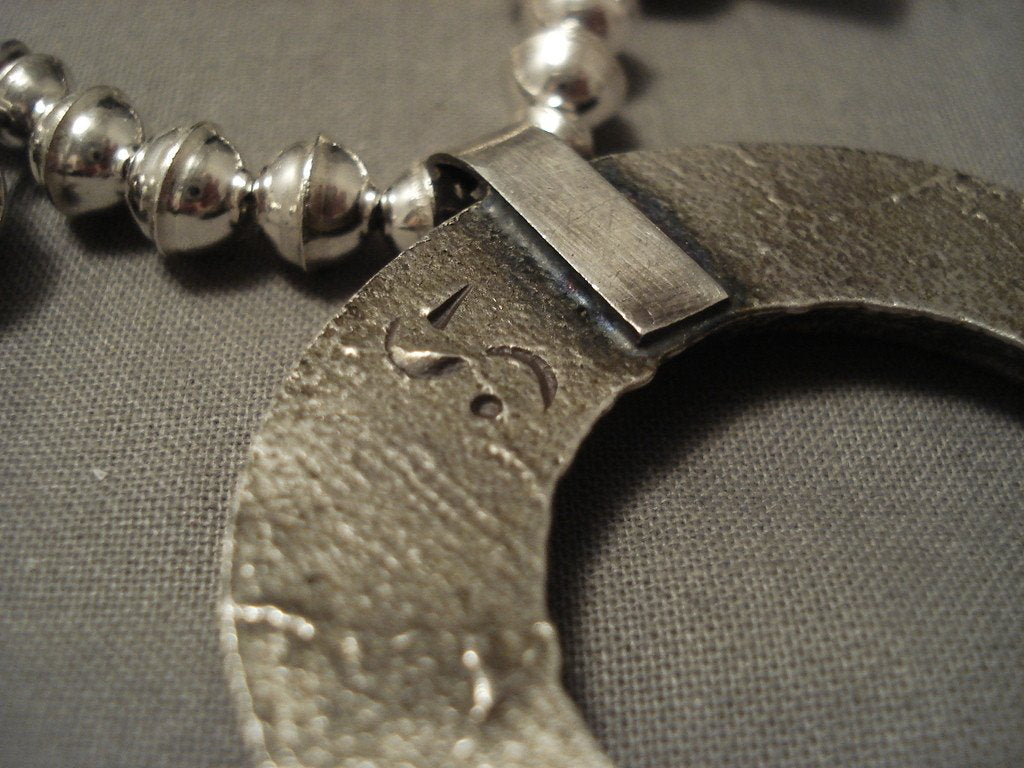 Vintage Navajo Tufa Cast Silver Squash Blossom Necklace - Authentic Native American Jewelry | Handmade Southwest Style Necklace for Women, Boho Fashion Accessory, Wedding & Special Occasion Gift