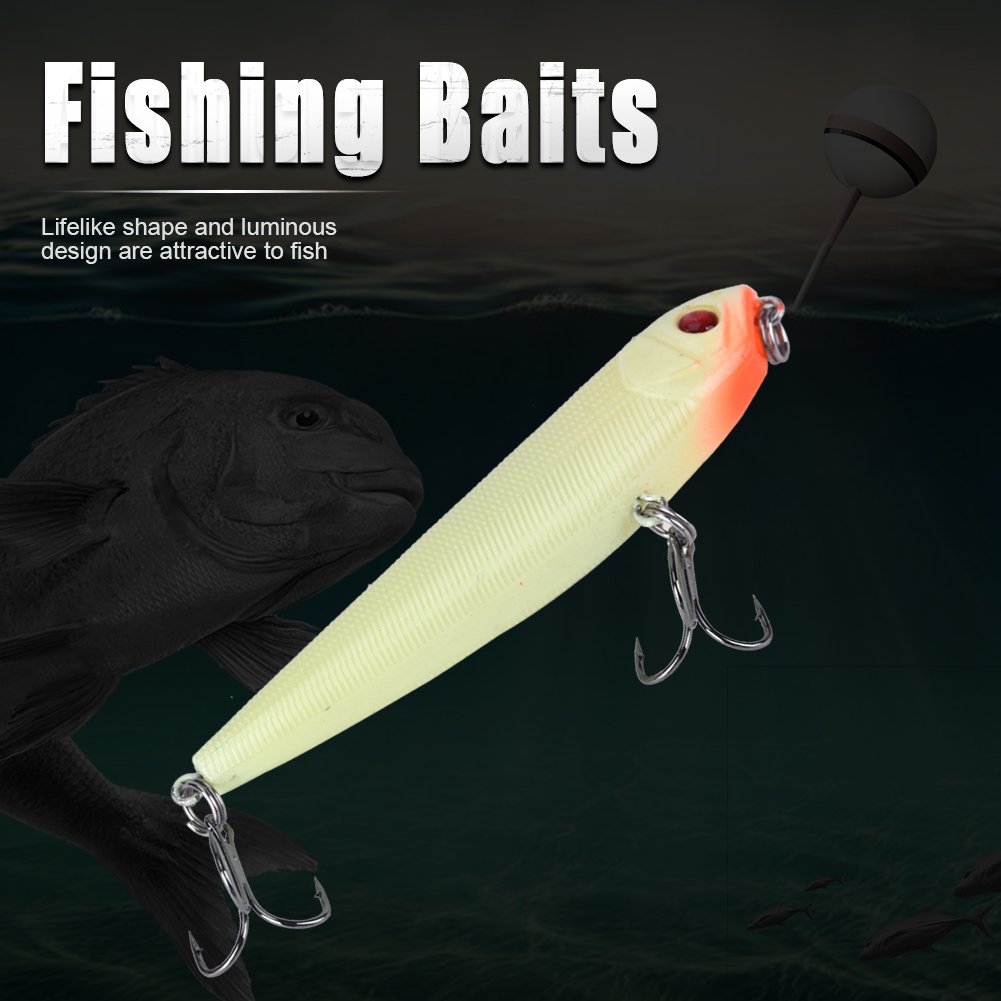 5Pcs Glow in The Dark Crankbait Lures - ABS Hard Fishing Baits with Hooks for Saltwater & Freshwater - Perfect Night Fishing Lures for Bass, Trout, and Walleye - Ideal for Low Light Conditions and Deep Water Fishing