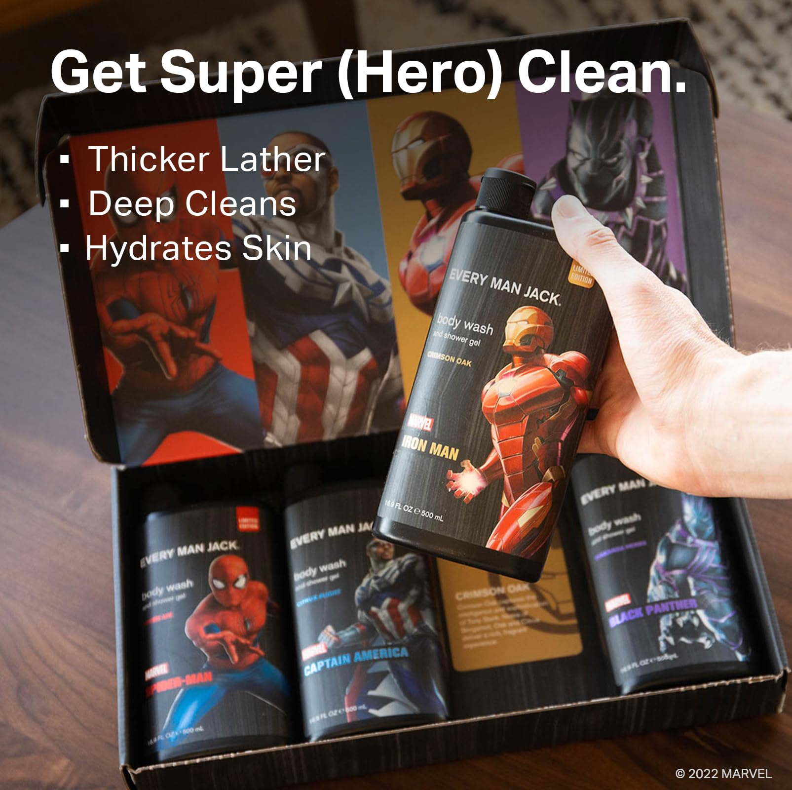 Every Man Jack Body Wash - Marvel Spider Man | 13.5 oz Twin Pack (2 Bottles) | Natural Ingredients, Paraben-Free, Phthalate-Free, Dye-Free, Cruelty-Free | For Men & Kids, Superhero-Themed Bath Time Fun