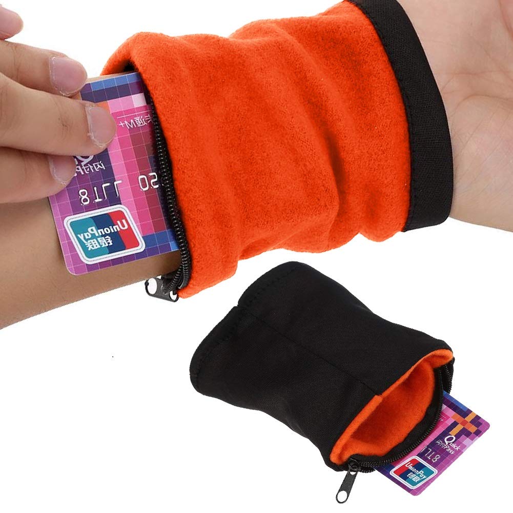 Waterproof Wristband Wallet for Running, Jogging, Gym & Outdoor Sports - Secure ID & Cash Holder (Orange) - Perfect for Fitness, Hiking & Travel
