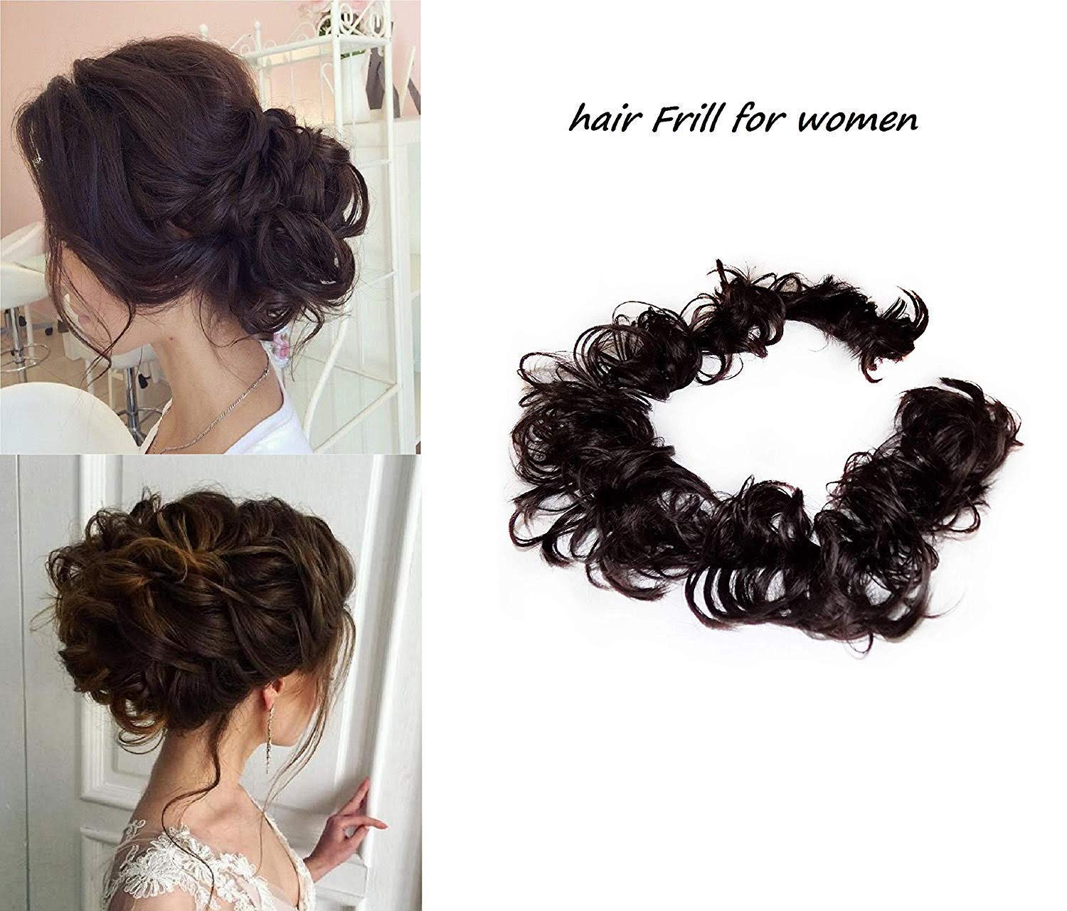 SIYAA Juda Bun Frill Hair Extension for Women & Girls - Black (Pack of 1) | Perfect for Weddings, Parties, and Special Occasions
