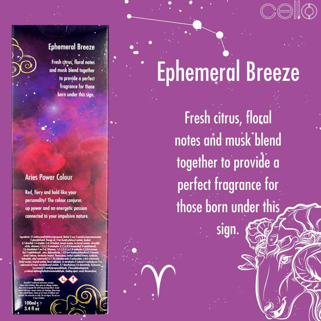 Premium Cello Zodiac Reed Diffuser for Aries - Red Jasper Scented Home Fragrance Oil with Natural Rattan Reeds | Aromatherapy Gift for Bedroom, Living Room & Office Decor