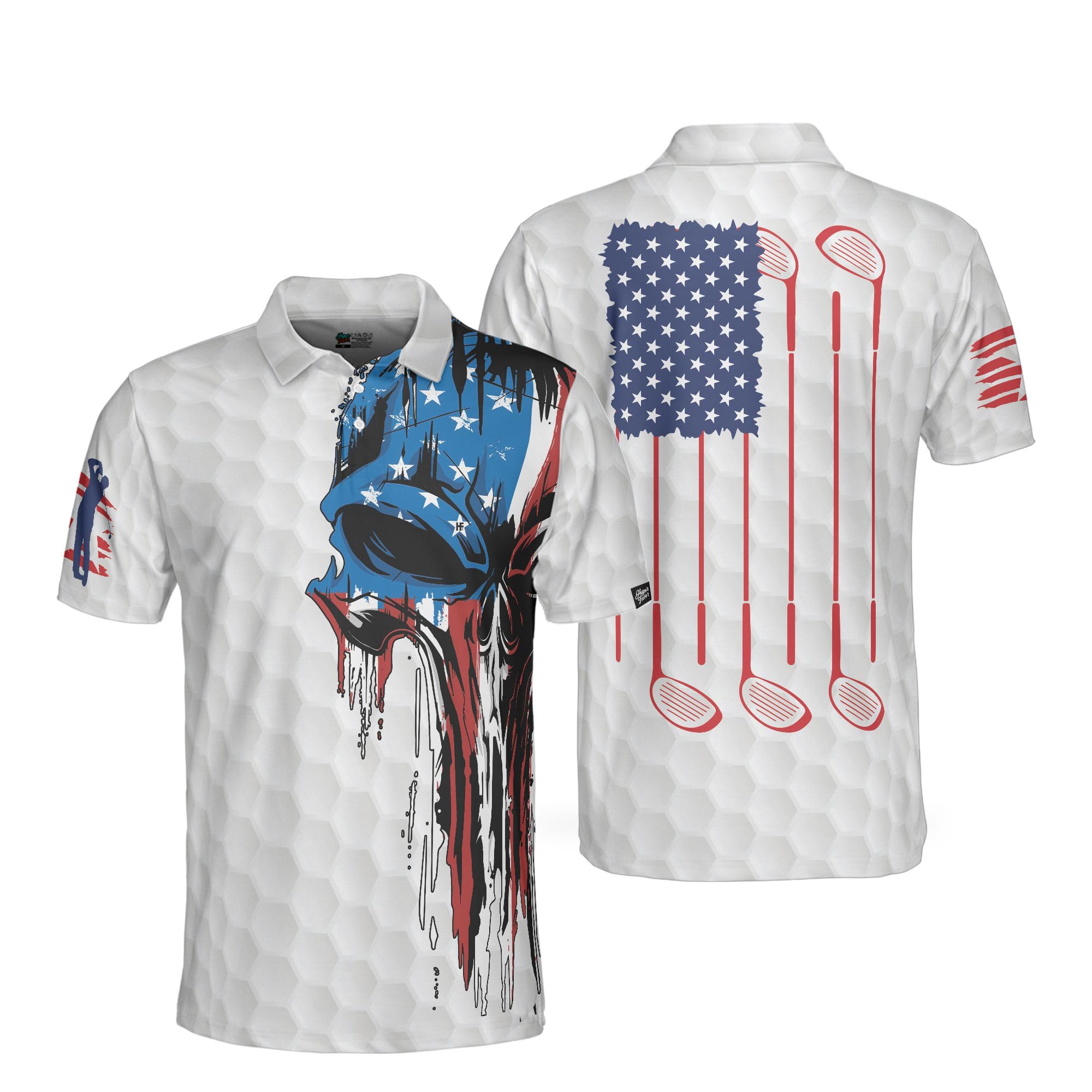 HYPERFAVOR Patriotic American Flag Golf Polo Shirts for Men - Short Sleeve Performance Golf Shirt - Perfect for Golf Tournaments, 4th of July & Patriotic Events