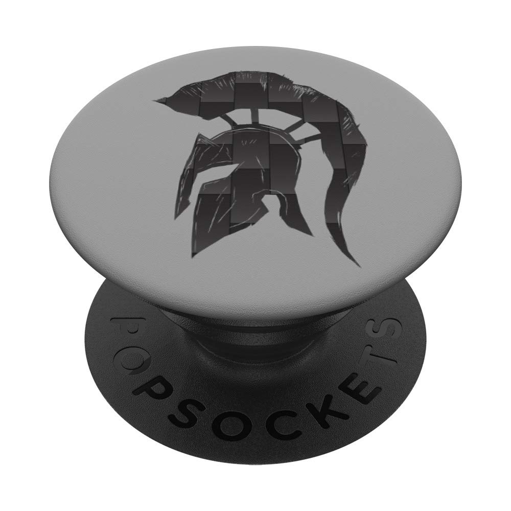 Spartan Helmet Warrior Trojan Warrior Carbon Pattern PopSockets Phone Grip & Stand - Perfect for Gym, Workout, and Daily Phone Protection