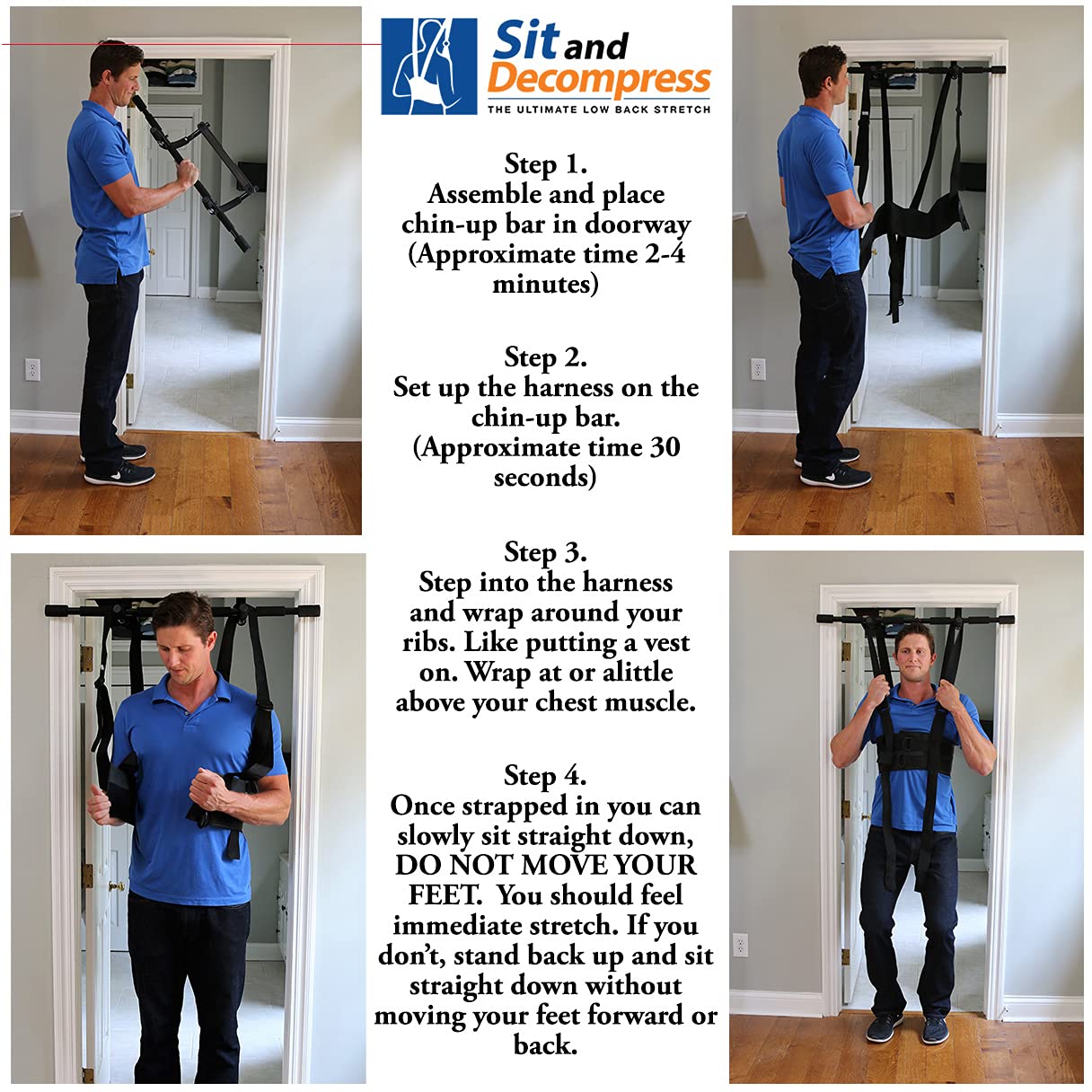 3-Minute Back Stretcher for Spinal Decompression - Low Back Traction Therapy Device, Alternative to Inversion Table, Safe for All Back Conditions (Small Harness, No Bar) - Perfect for Office Workers, Athletes & Home Use