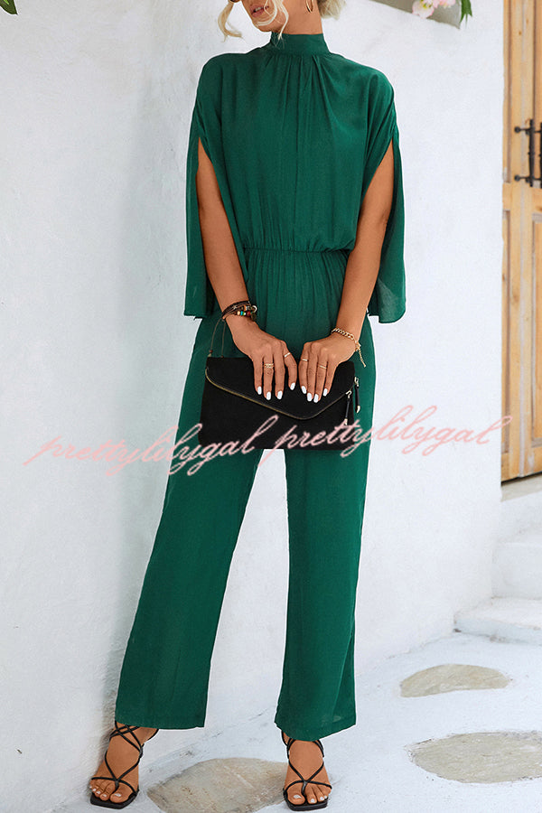 Elegant Solid Color Slit Back Lace Up Hollow Long Sleeve Jumpsuit for Women | Chic Party & Evening Wear | Perfect for Date Night, Cocktail Parties & Special Occasions