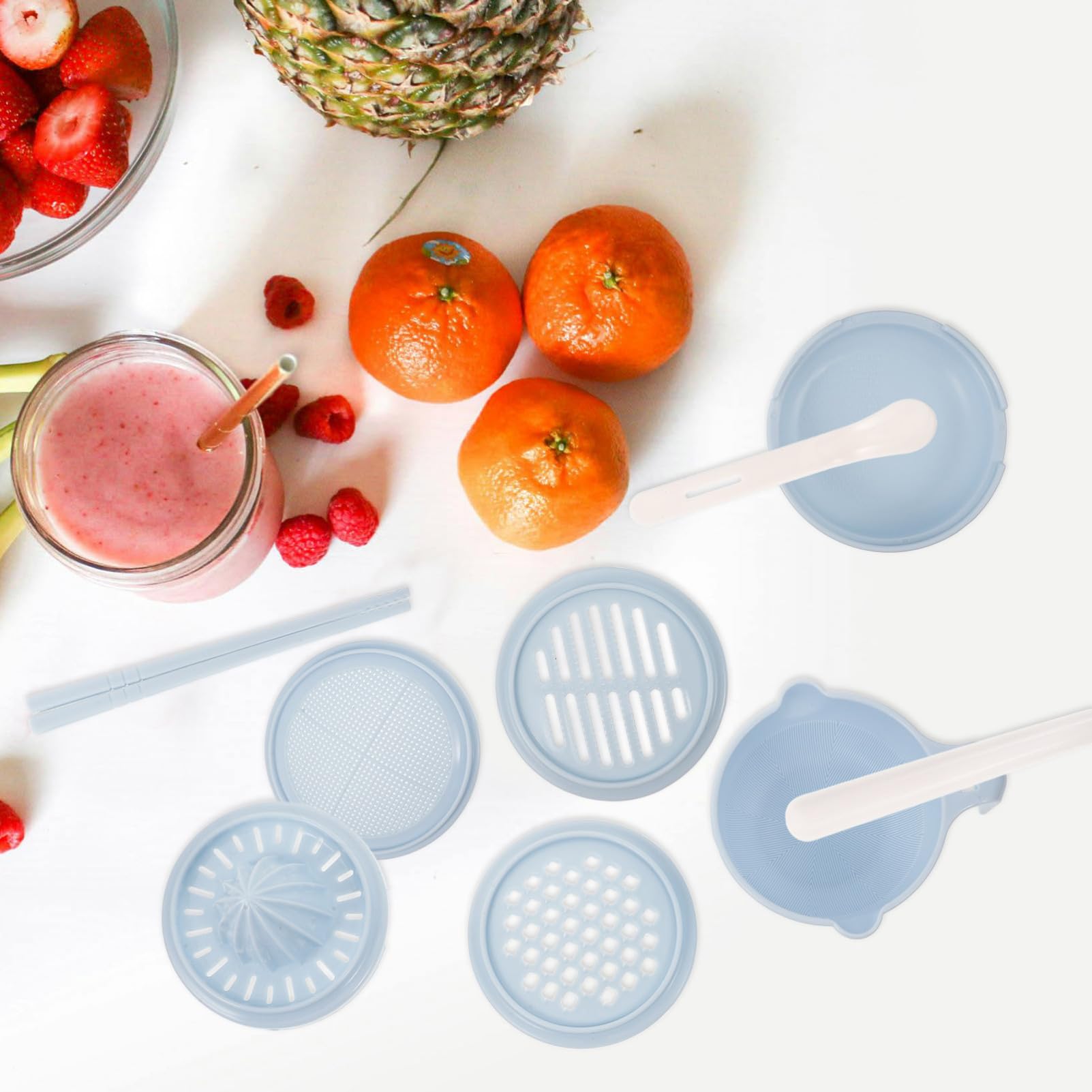 VICASKY Manual Baby Food Grinder - Hand Crank Infant Food Mill with Masher Bowl, Citrus Juicer & Grater for Toddlers - Sky Blue | Perfect for Homemade Purees, Fruit & Vegetable Mash for Babies 6-12 Months