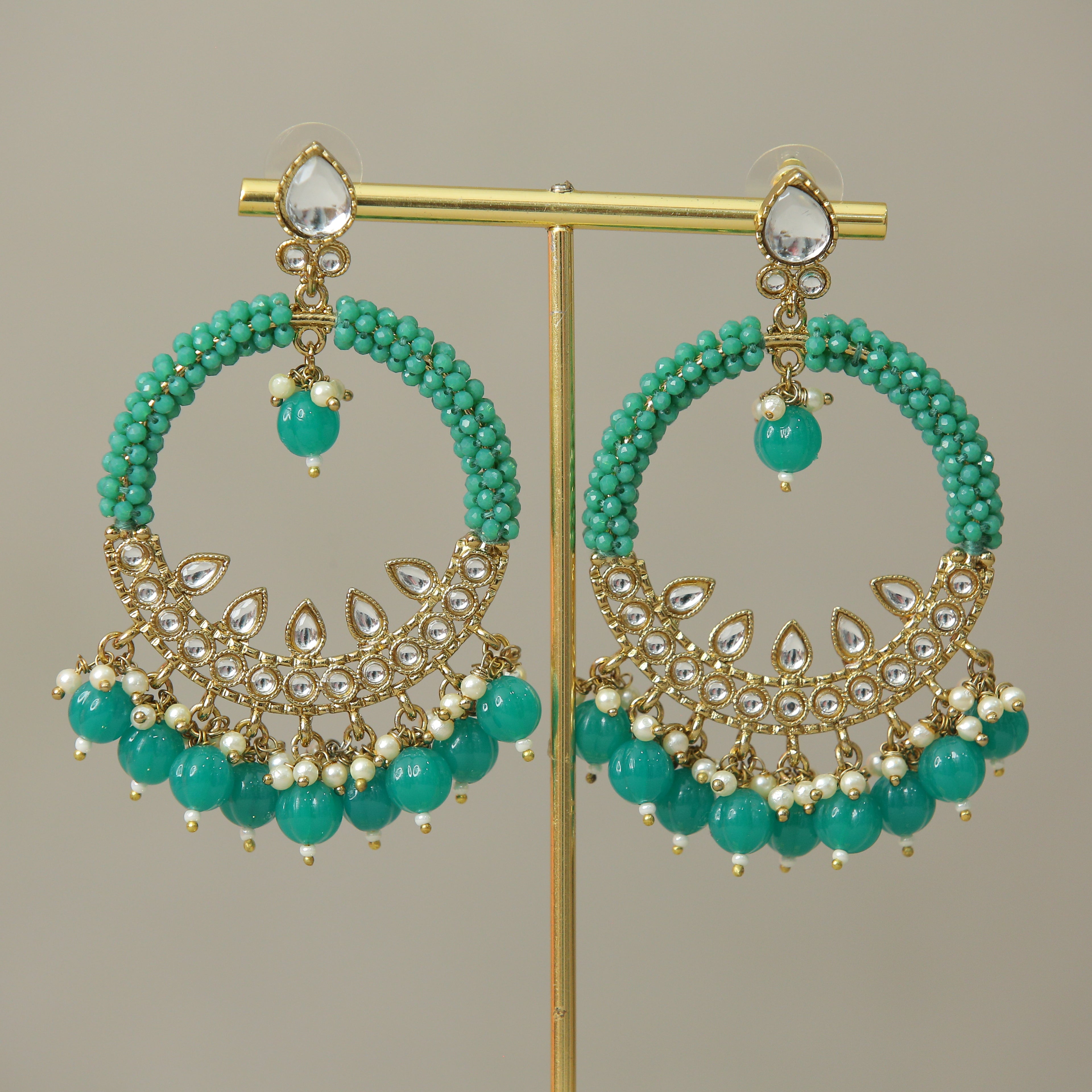 Exquisite Akshara Kundan Earrings for Women – Handmade Indian Jewelry for Weddings, Parties & Special Occasions