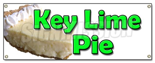 Key Lime Pie Banner Sign for Bakery - Fresh Key Limes, Eggs & Graham Cracker Crust | Perfect for Dessert Displays, Sweet Shops & Pie Decorations