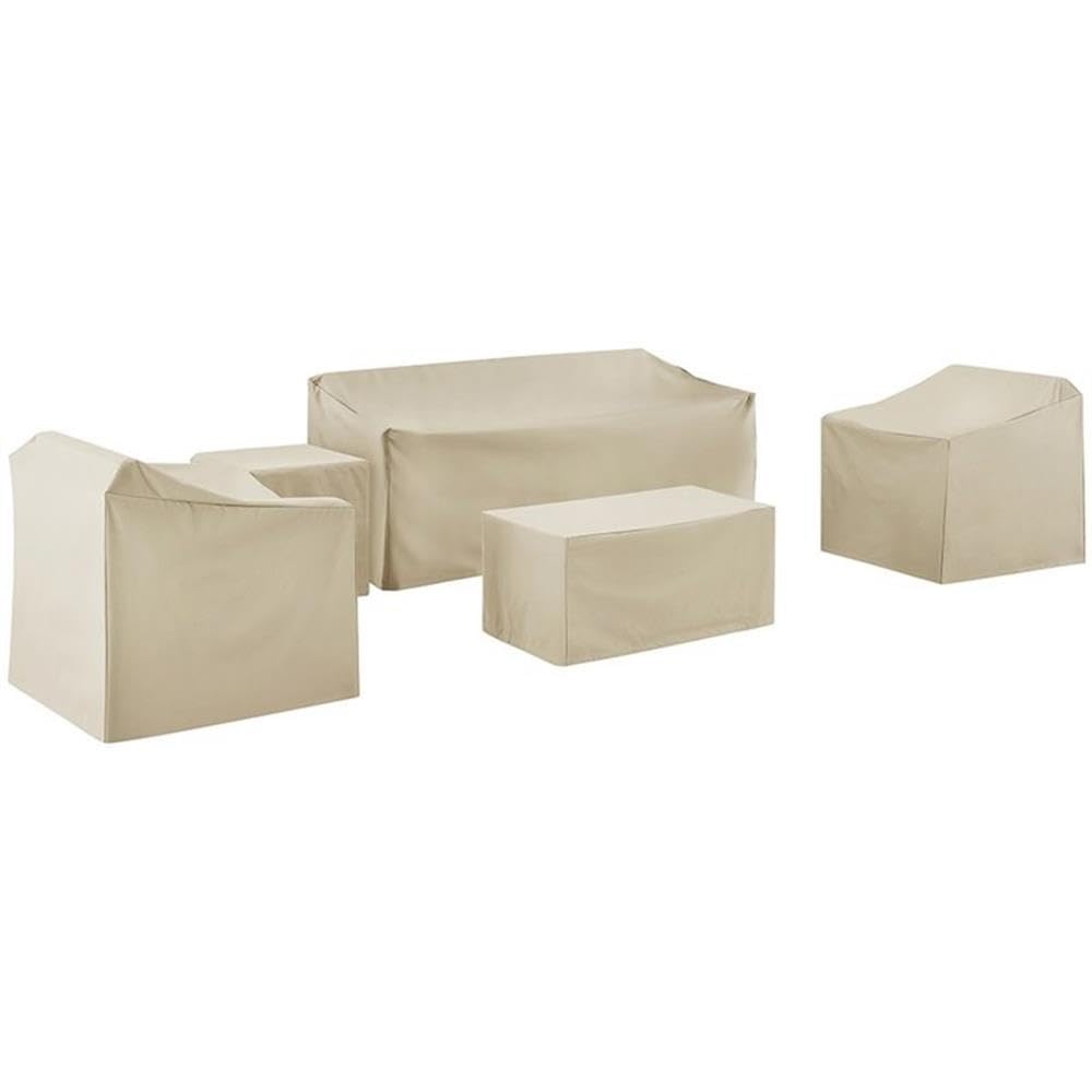 Crosley Waterproof 5-Piece Patio Furniture Cover Set for Outdoor Sofa, Chairs & Tables - Tan | All-Weather Protection for Patio, Deck & Garden Furniture