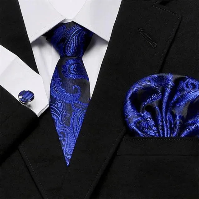 Premium Jacquard Woven Silk Necktie Set for Men - Elegant Formal & Business Attire - Perfect for Weddings, Office & Special Occasions