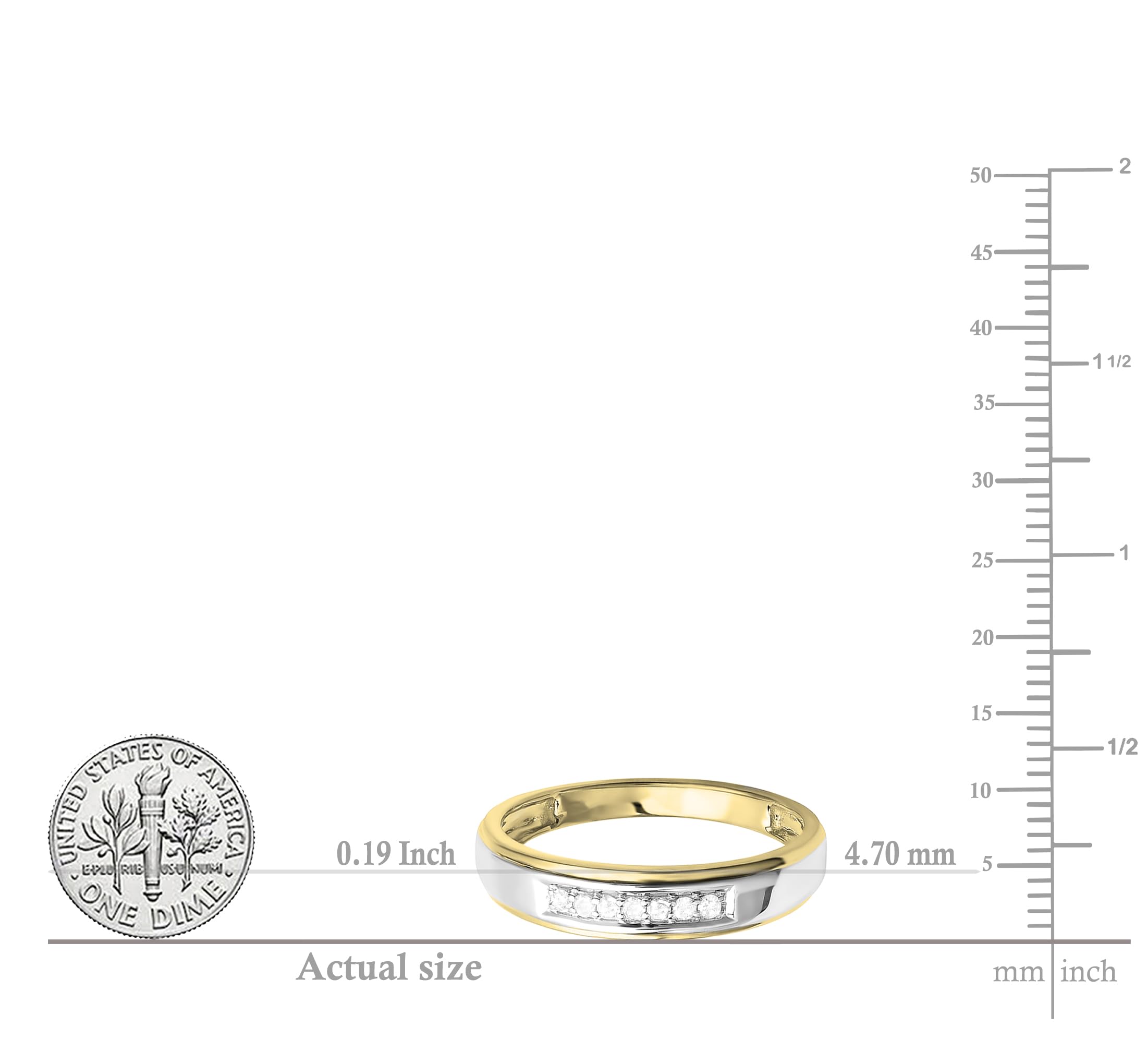 Dazzlingrock Collection 18K Yellow Gold Plated Sterling Silver Round Gemstone or Diamond Seven Stone Men's Wedding Band Ring - Perfect for Engagement, Anniversary & Special Occasion Gifts