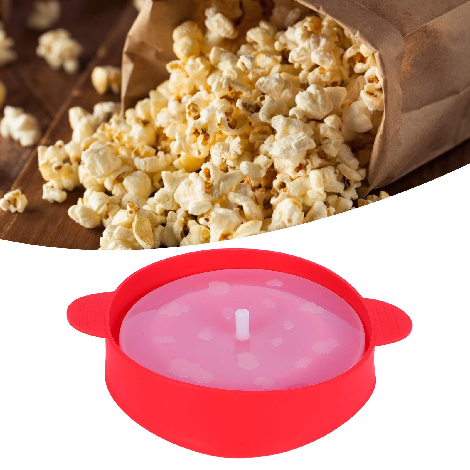 Foldable Microwave Popcorn Maker Bowl with Handle - Hot Air Popcorn Popper for Home, Movie Nights & Parties (Red) - Perfect for Family Snacking & Entertaining