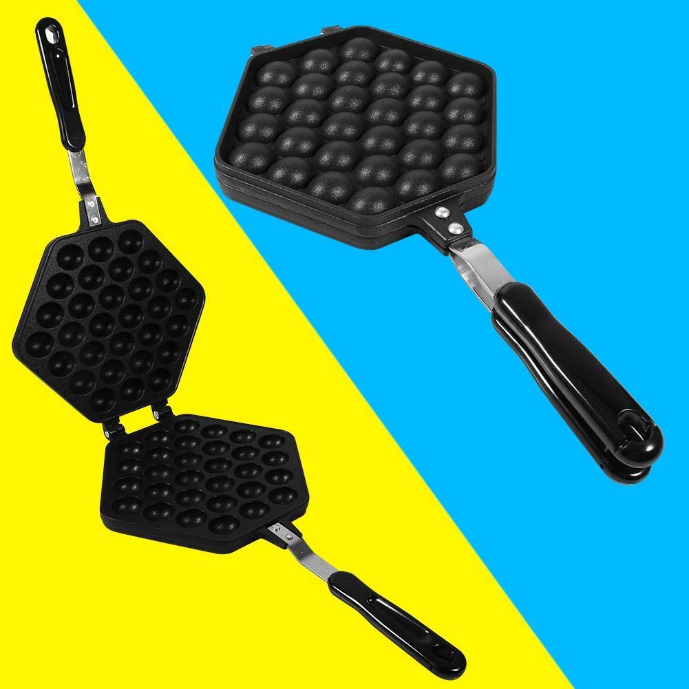 Non-Stick Aluminum Alloy DIY Egg Waffle Maker Pan - Commercial & Home Kitchen Use for Bubble Waffles, Egg Puffs, and Cake Baking