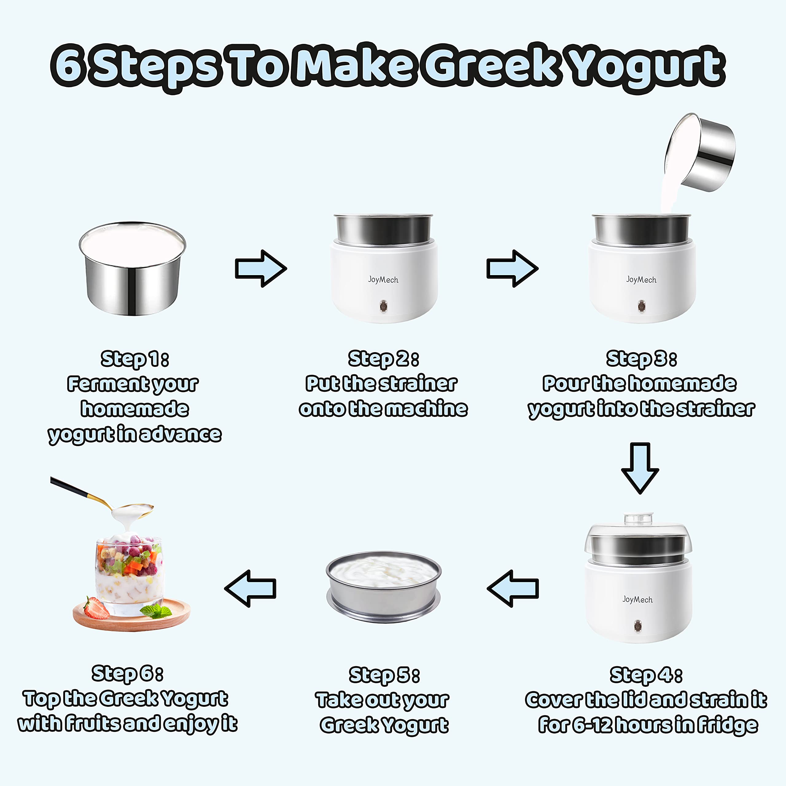 Compact Yogurt Maker Machine with Strainer - 1 Quart Stainless Steel Greek Yogurt Maker with Constant Temperature Control - Perfect for Homemade Yogurt, Natto, Kefir - Ideal for Healthy Breakfast, Snacks & Probiotic Recipes