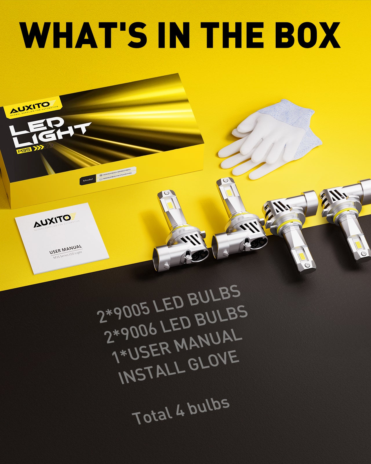 AUXITO 9005 & 9006 LED Bulbs Combo - 800% Brighter 6500K Cool White Headlight Bulbs - 1:1 Mini Size with Cooling Fan - Perfect for Night Driving & Foggy Conditions