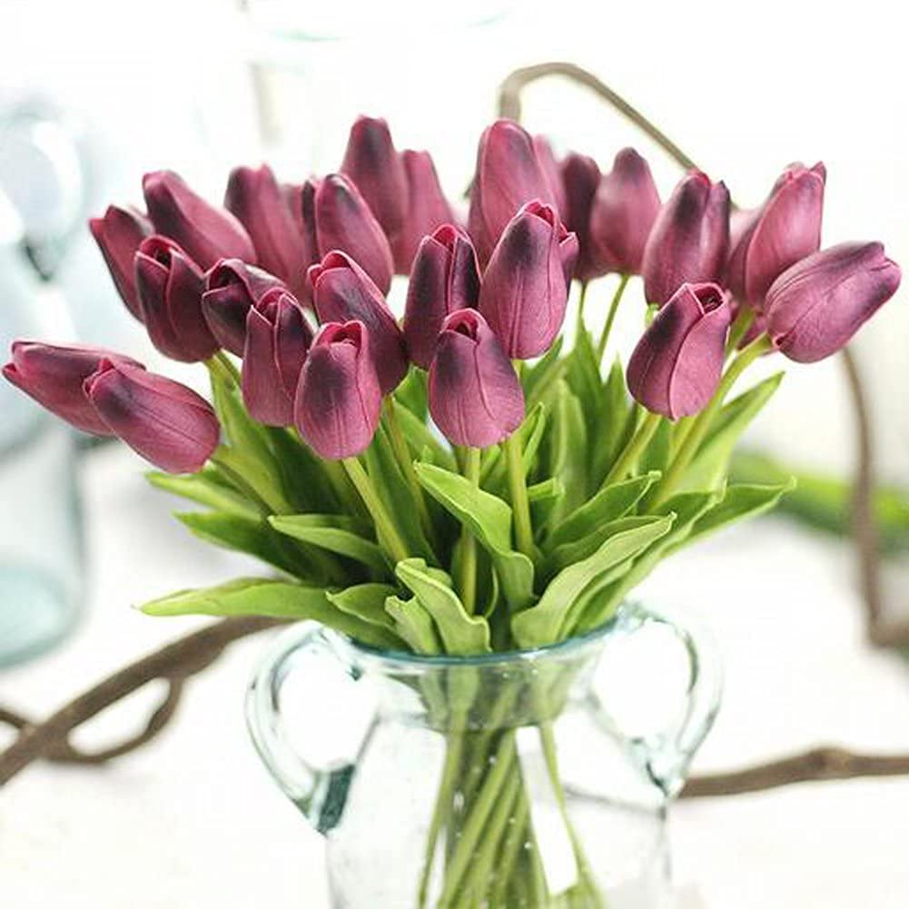 30PCS Real-Touch Artificial Tulip Flowers - PU Fake Tulips Bouquet for Home Decor, Wedding Centerpieces, Party Table Arrangements - Perfect for Spring Decor, Bridal Showers & DIY Floral Projects
