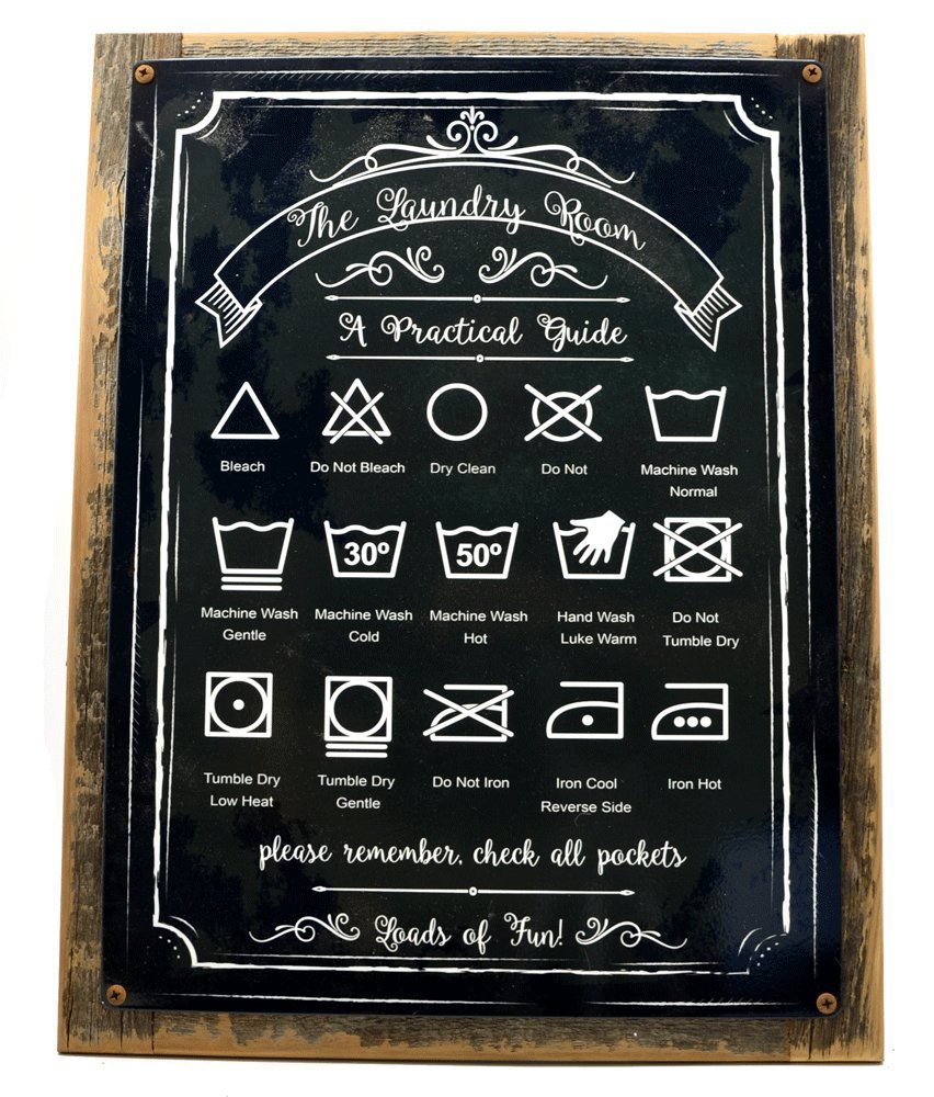 Vintage Framed Laundry Guide Metal Sign - Rustic Home Decor for Laundry Room, Kitchen & Bathroom - Perfect Housewarming Gift & Wall Art for Modern Farmhouse Style