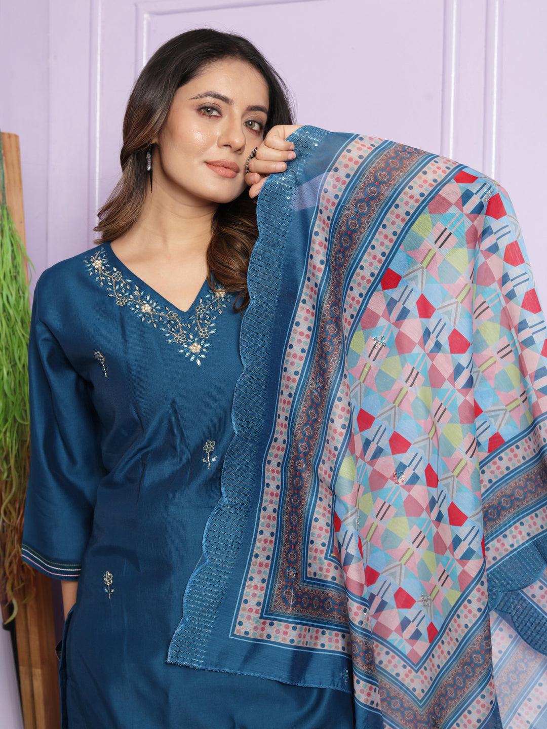 Blue Ready-Made Designer Pant Suit with Hand Embroidery - Elegant Office Wear & Special Occasion Outfit for Women
