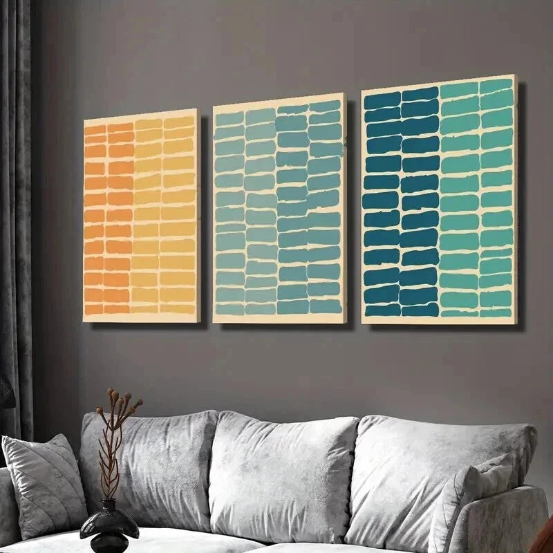 3-Piece Abstract Colorful Horizontal Stripes Wall Art Set - 40x60cm Framed Canvas Prints | High Quality Australian Made | Ready to Hang | Perfect for Living Room, Bedroom & Office Decor