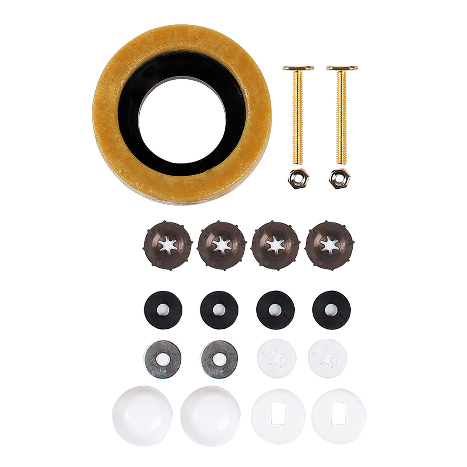 Thick Wax Ring Toilet Seal Kit with Brass Closet Bolts, PE Flange & Retainers - Waterproof, Odor-Proof Toilet Bowl Gasket for Secure Installation | Perfect for Bathroom Renovations & Plumbing Repairs
