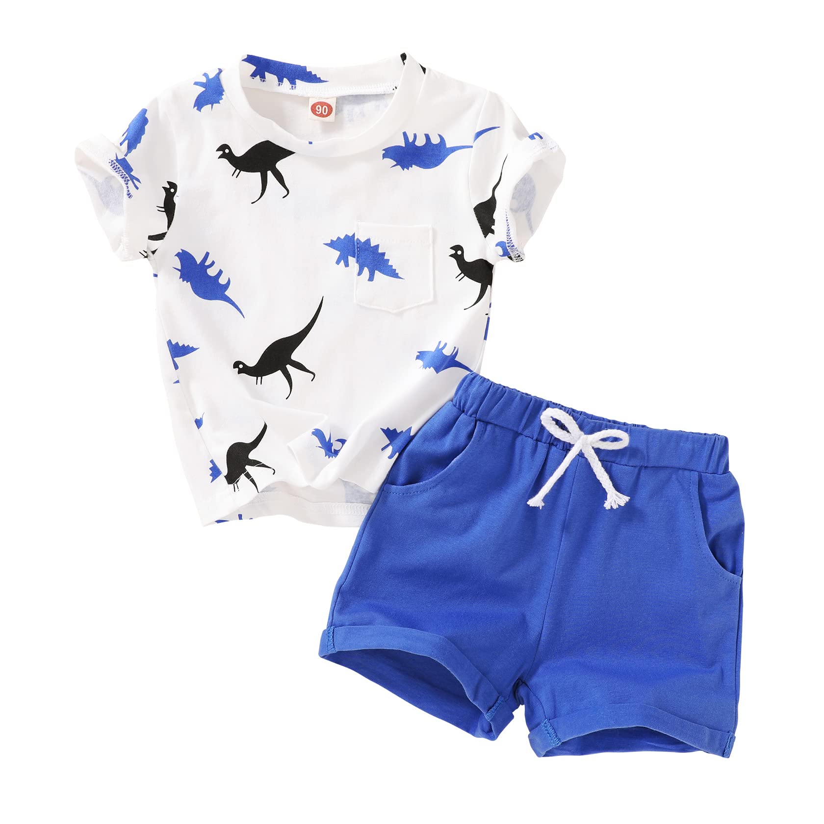 Dinosaur Camouflage Cotton Toddler Boy Summer Outfits - Short Sleeve Shirt & Shorts Set for Playtime & Outdoor Adventures