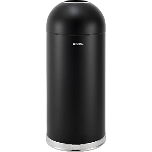 15 Gallon Black Steel Round Open Top Trash Can for Industrial & Commercial Use - Durable Waste Bin for Office, Kitchen, Warehouse & Outdoor Spaces