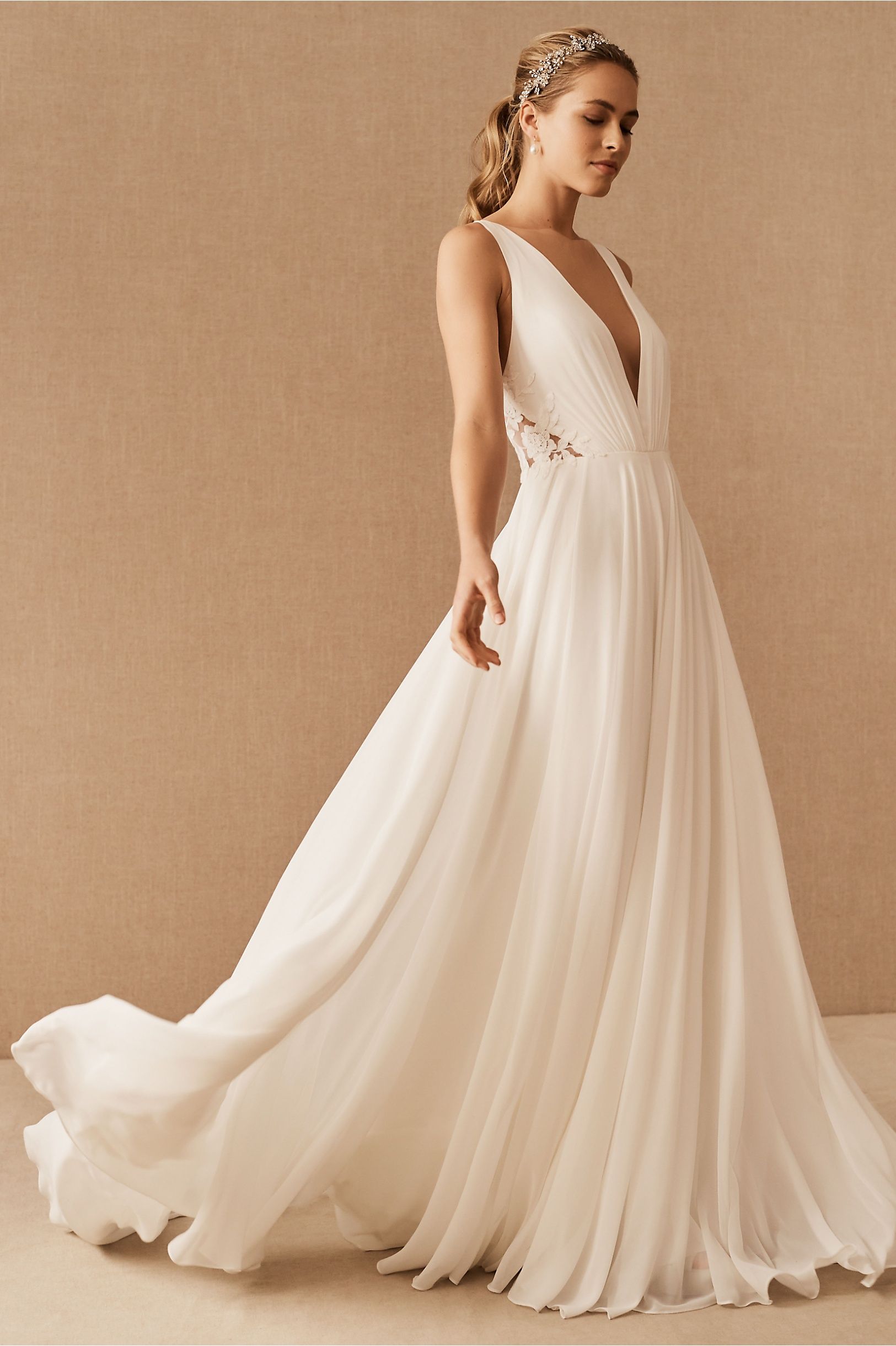 Jenny Yoo Elinor Wedding Gown - Elegant A-Line Bridal Dress with Lace Details | Perfect for Beach, Church & Formal Weddings