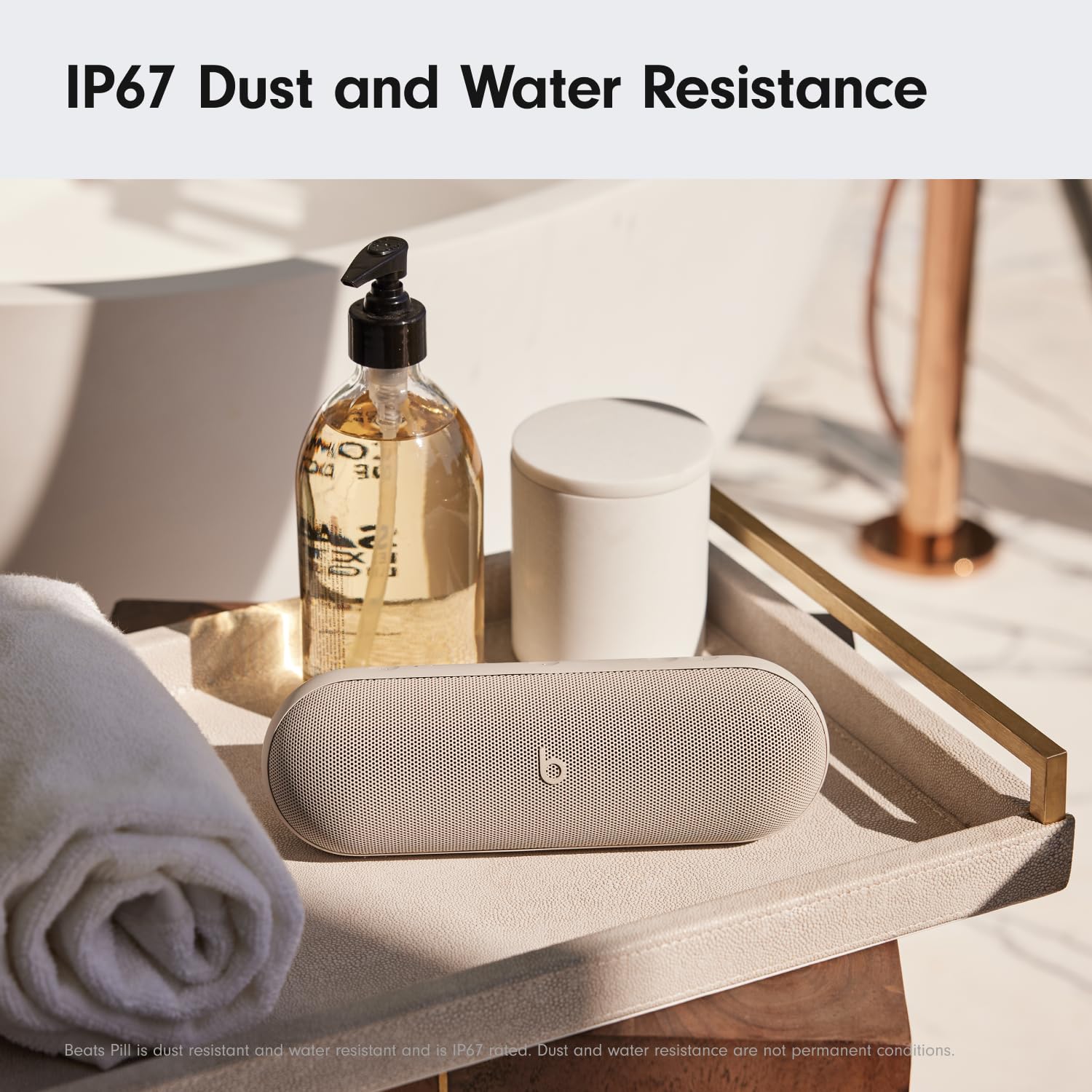 Beats Pill x Kim Kardashian Wireless Bluetooth Speaker with 24H Playtime | IP67 Waterproof Portable Speaker | USB-C Charging for Apple & Android | Built-in Mic | Light Gray - Perfect for Pool Parties, Beach Outings & Outdoor Adventures