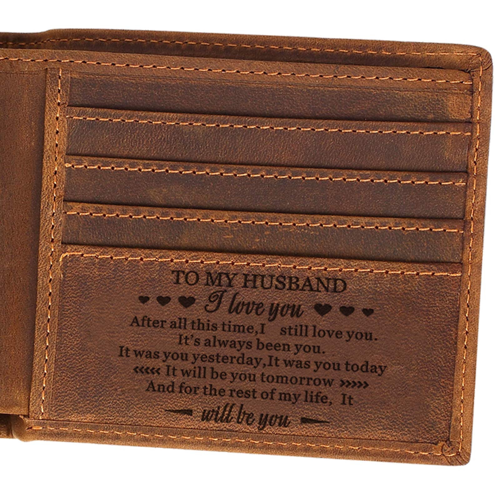 Personalized Engraved Leather Wallet for Men - Custom Name Gift for Birthday, Christmas, Valentine's Day, Anniversary & Wedding - Perfect for Everyday Use & Special Occasions
