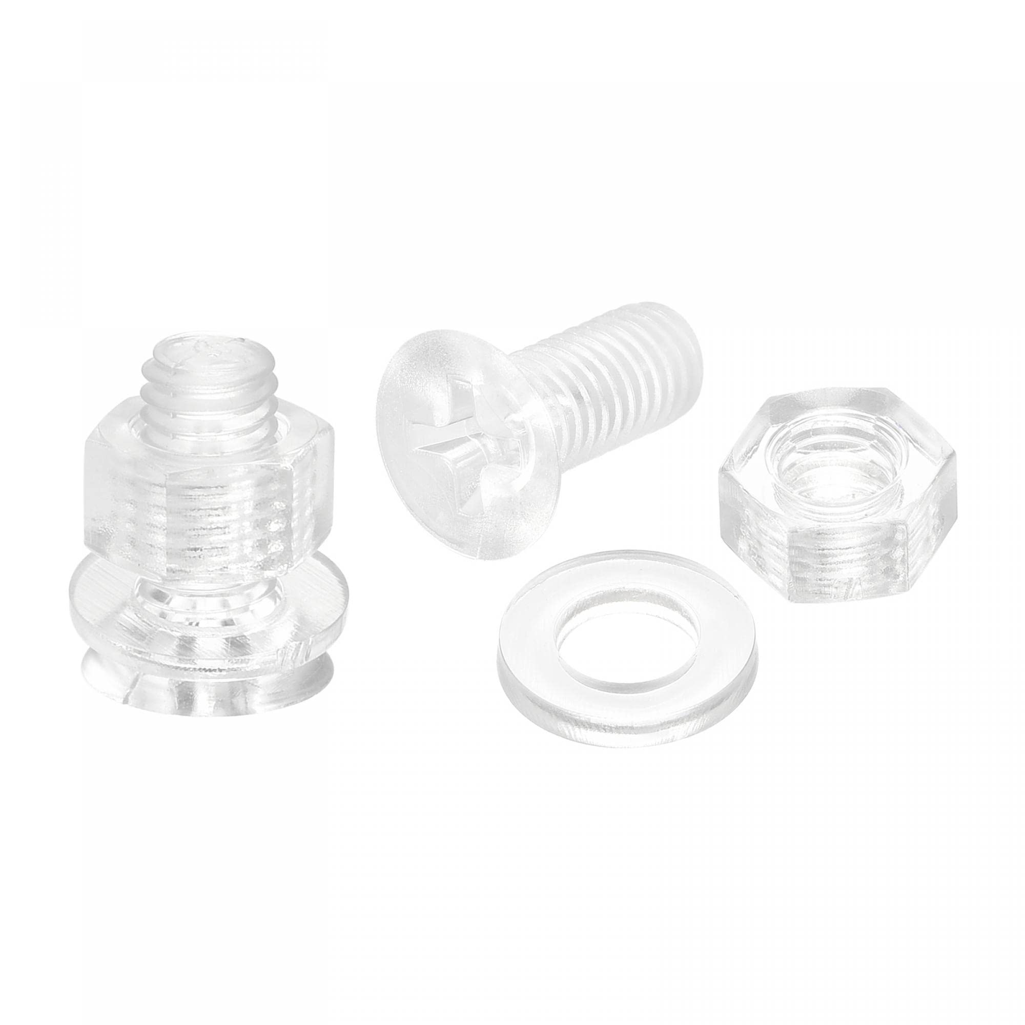 uxcell M5 x 12mm Transparent Plastic Phillips Machine Screws with Nuts & Washers - 20 Sets for PC Assembly, DIY Projects, and Home Repairs